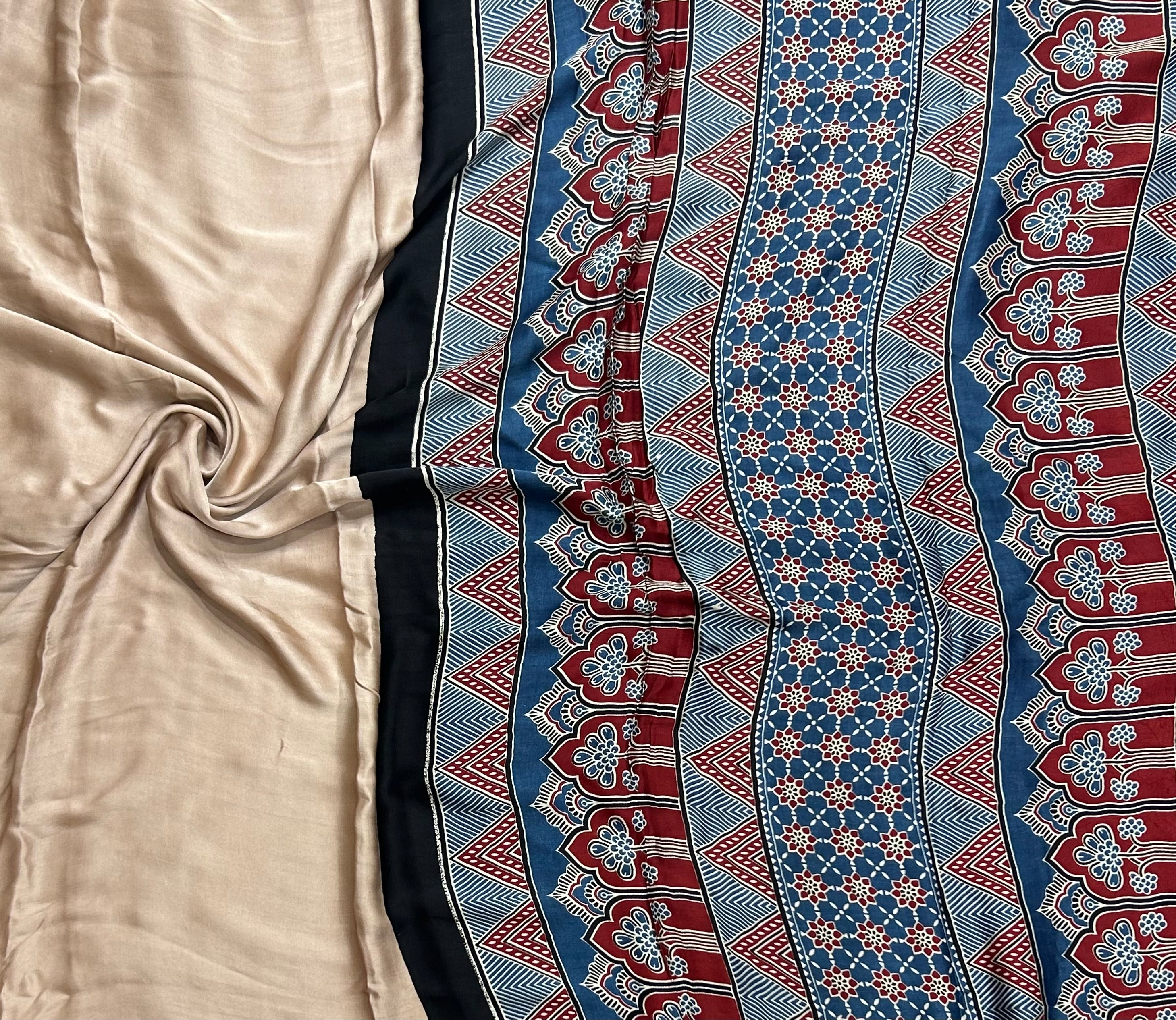 Beige plain modal silk 104 saree