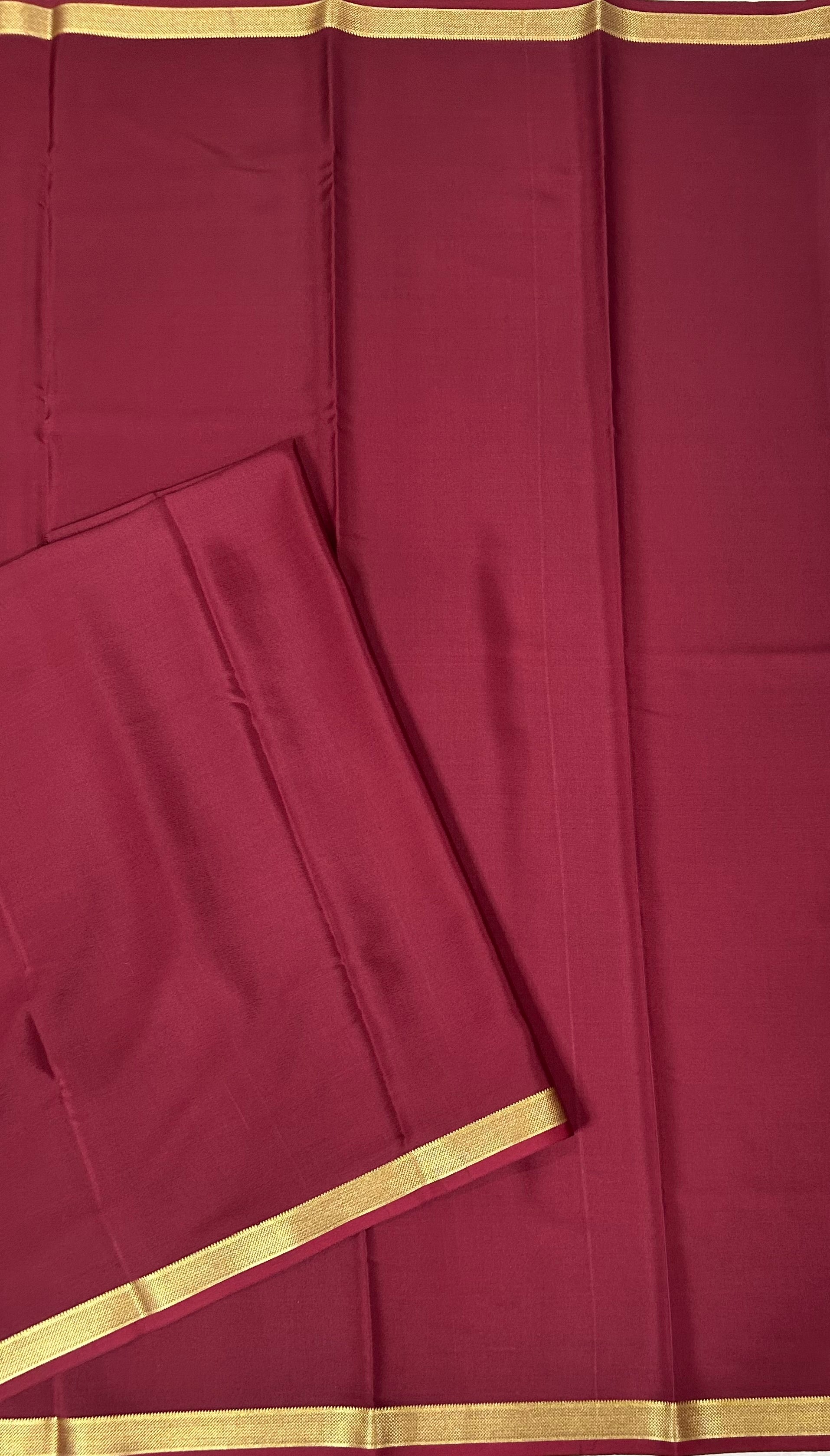 Maroon plain one inch pure mysore silk-12 saree