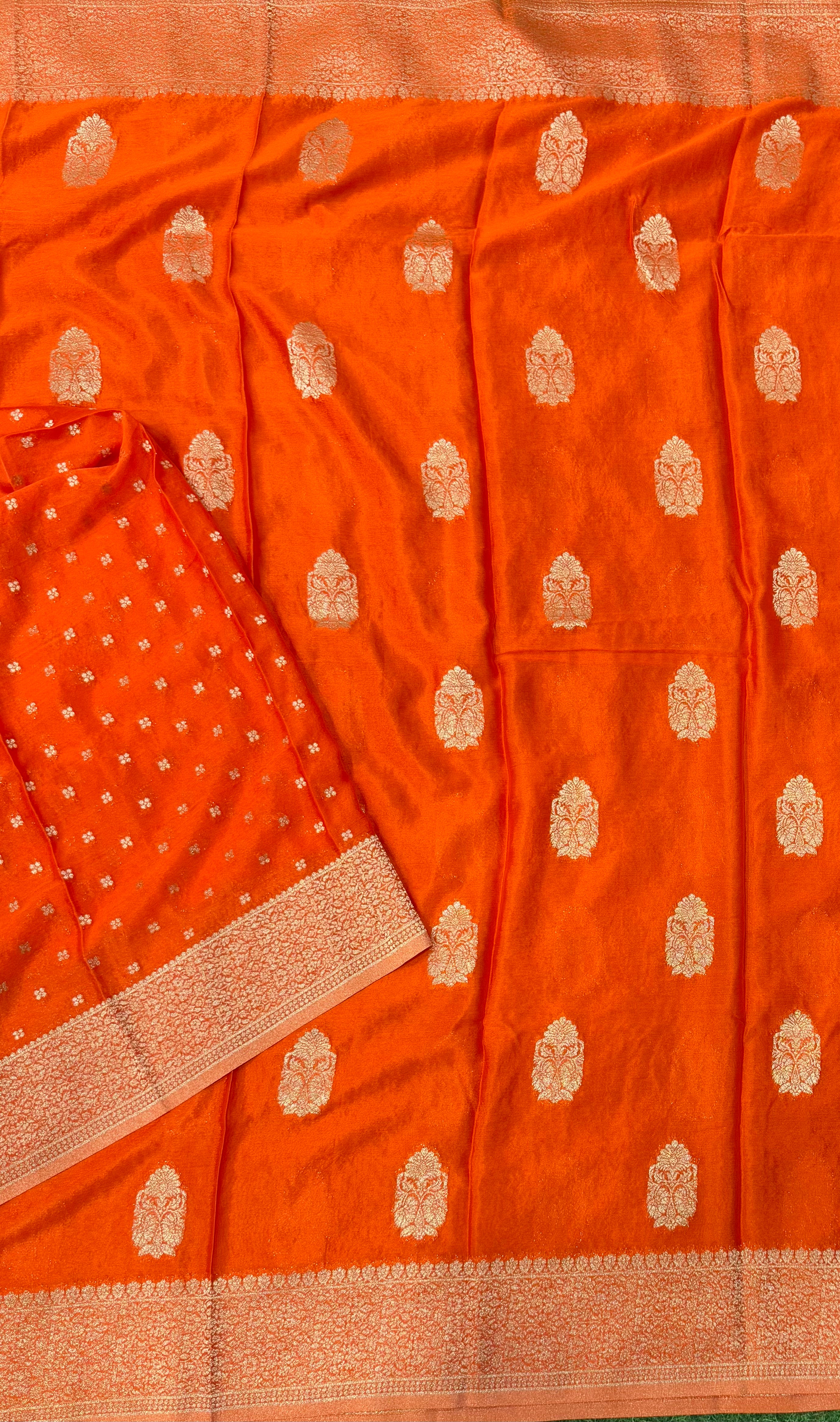 Orange big butta-07 soft crepe silk saree (RR)