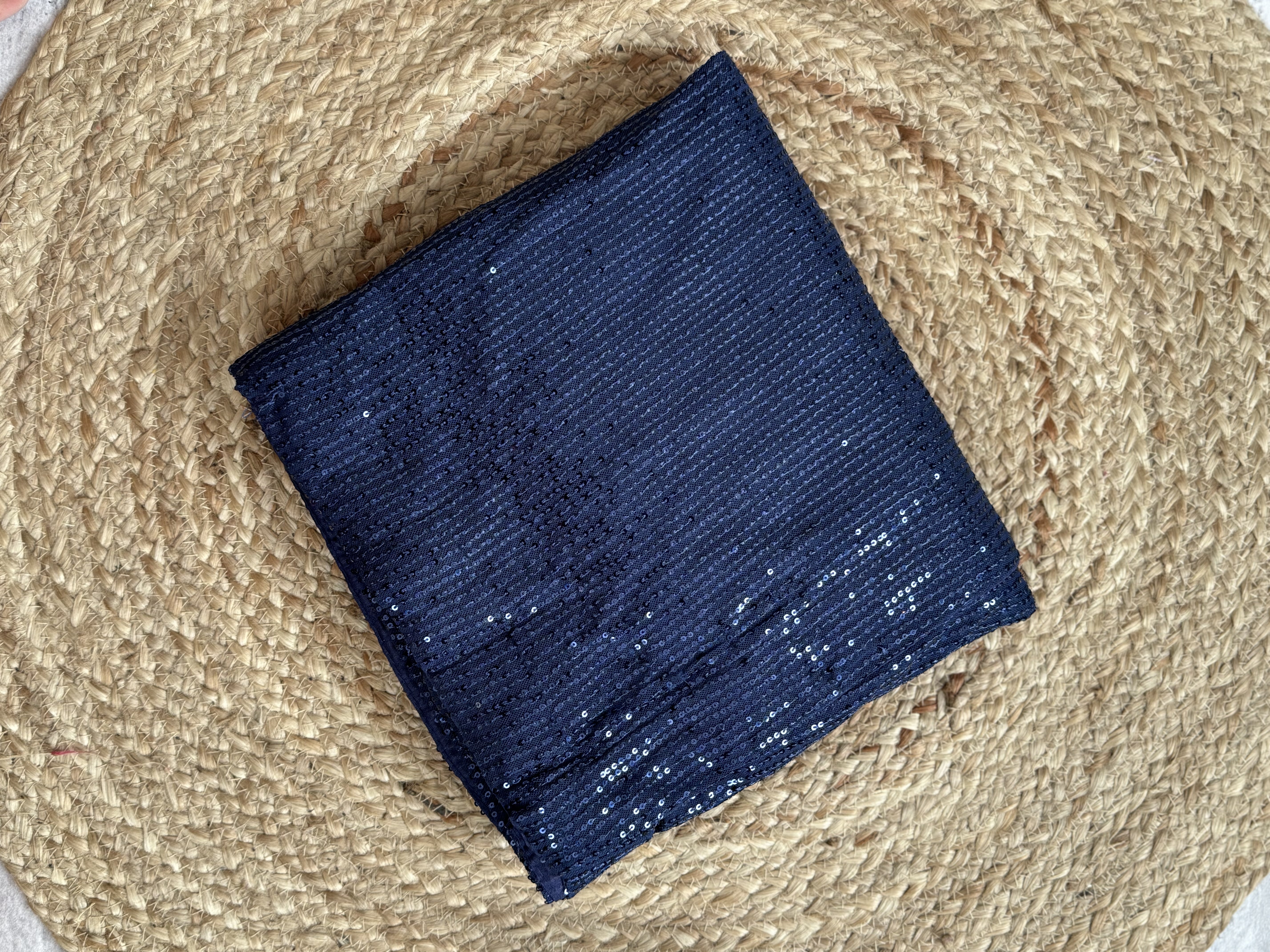 Navy blue netted sequins Saree