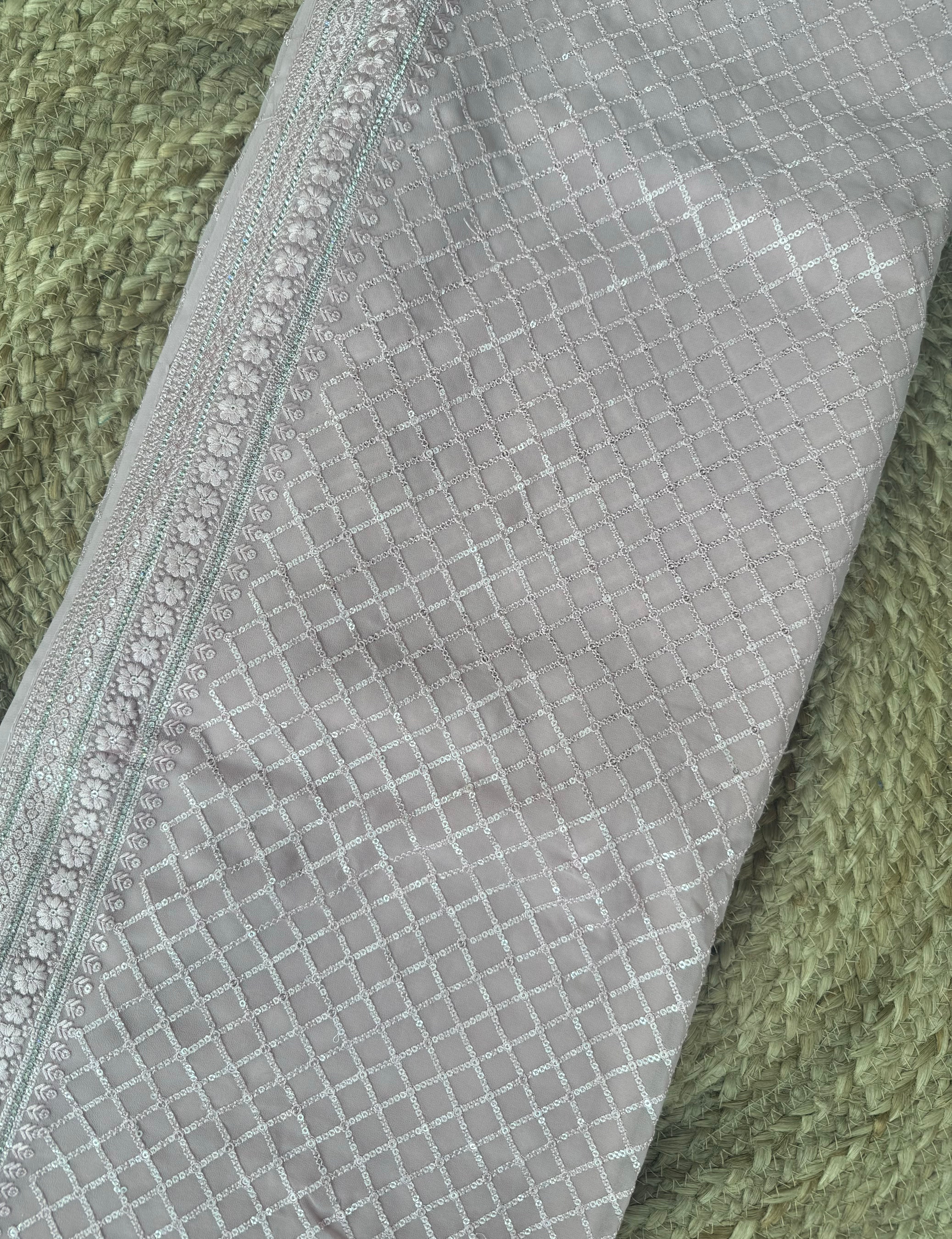 Pink sequins chickankari georgette saree