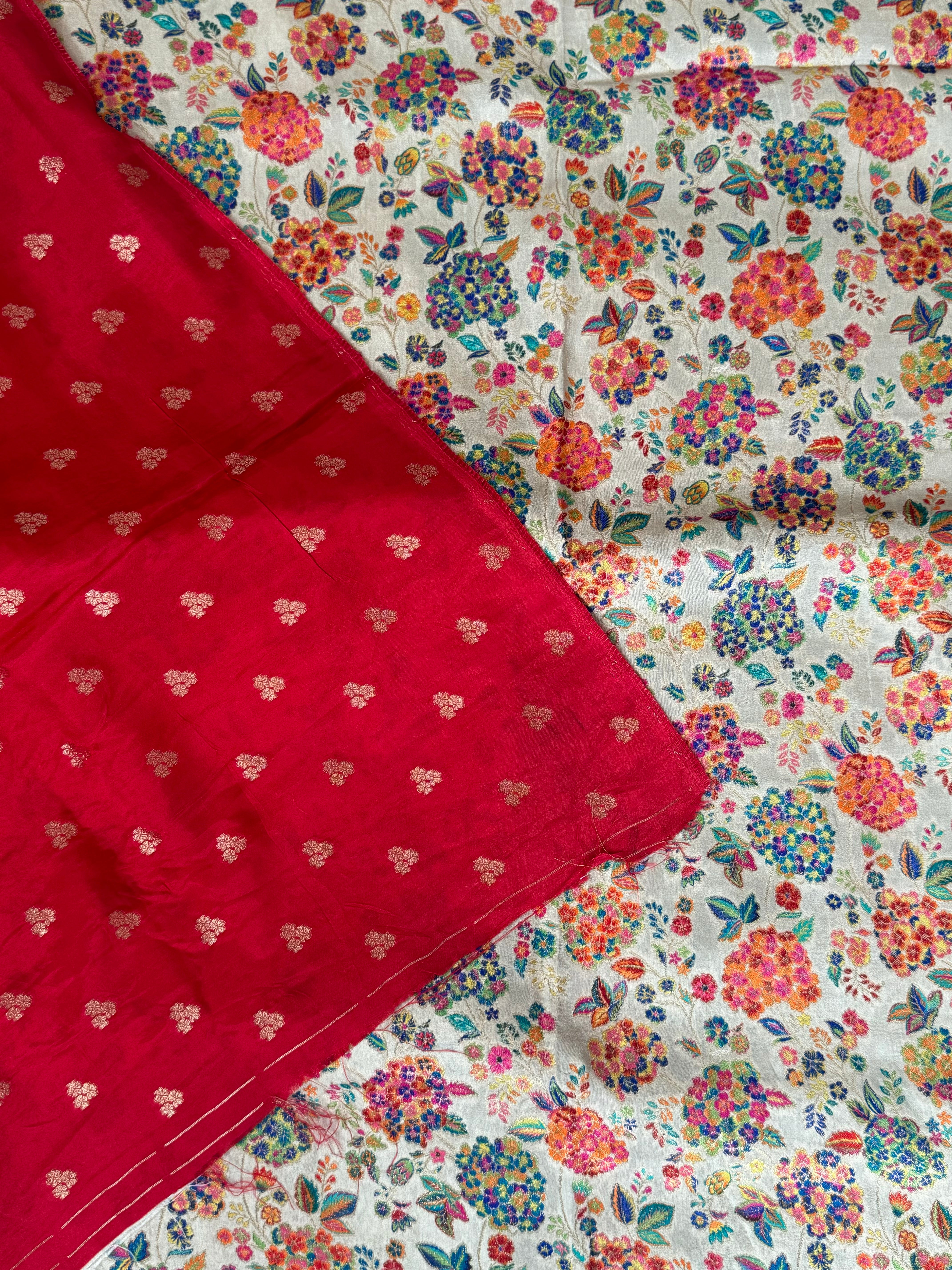 White kashmiri Moonga crepe silk saree