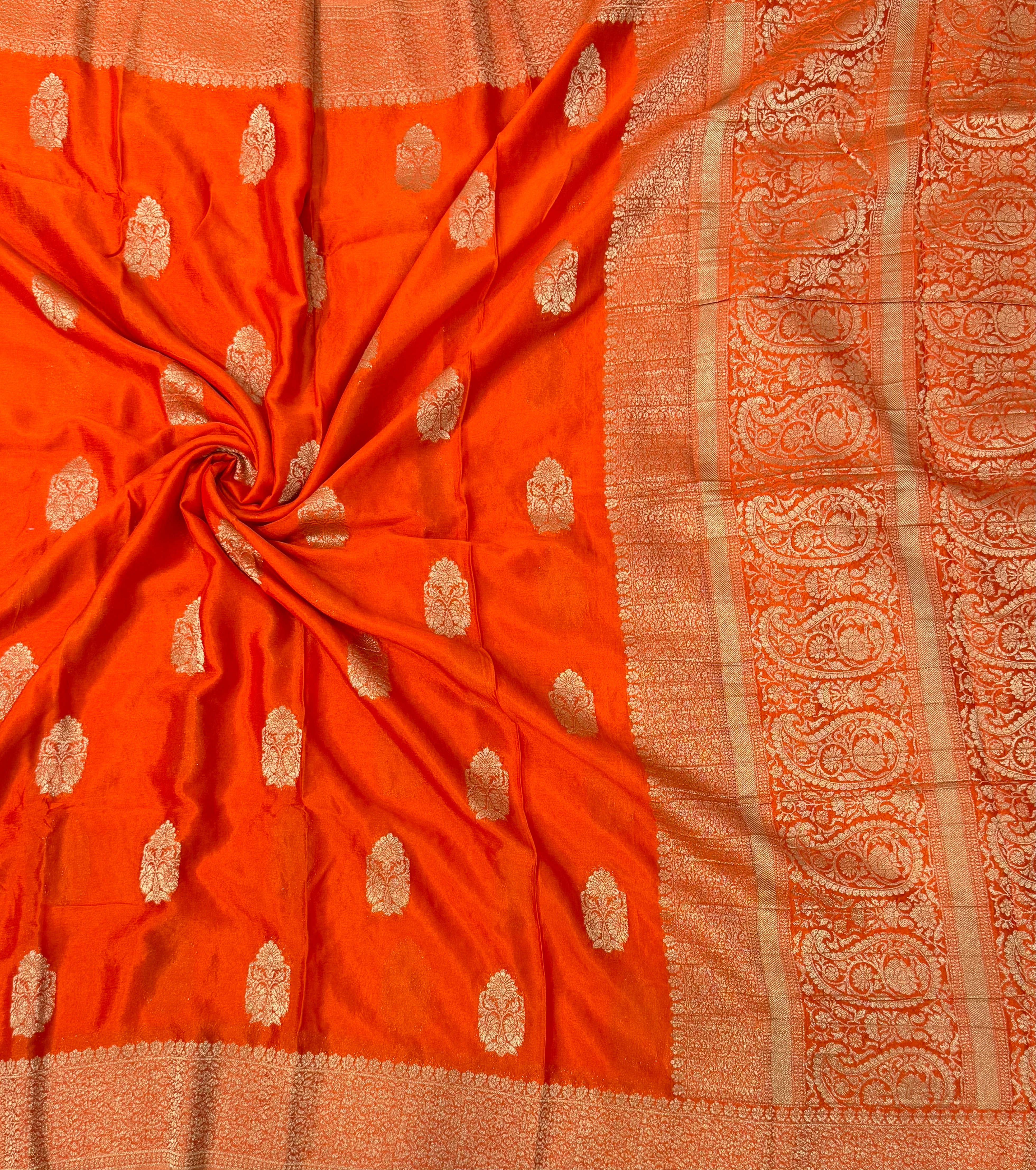 Orange big butta-07 soft crepe silk saree (RR)
