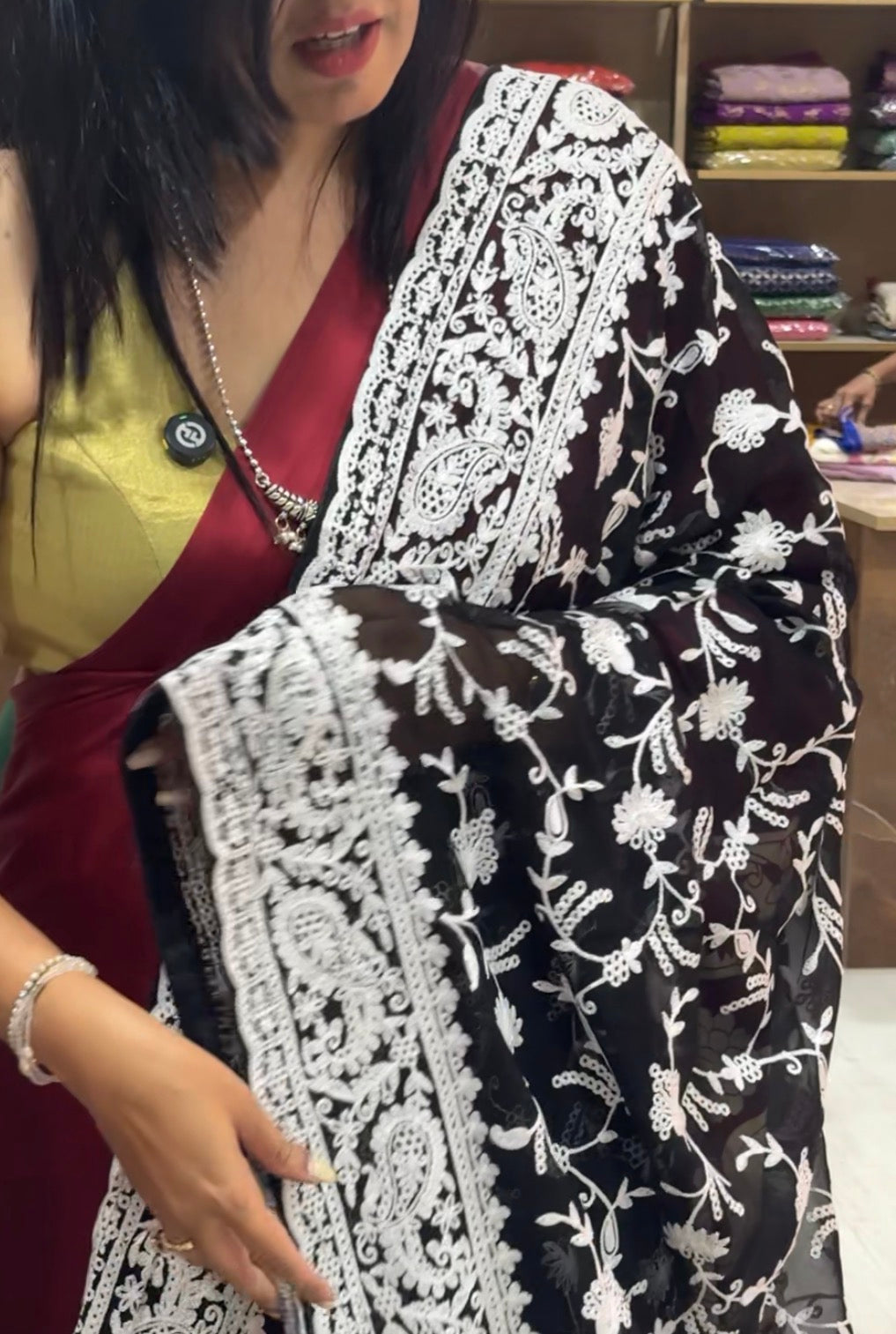 Black(2) chikankari georgette-11 saree