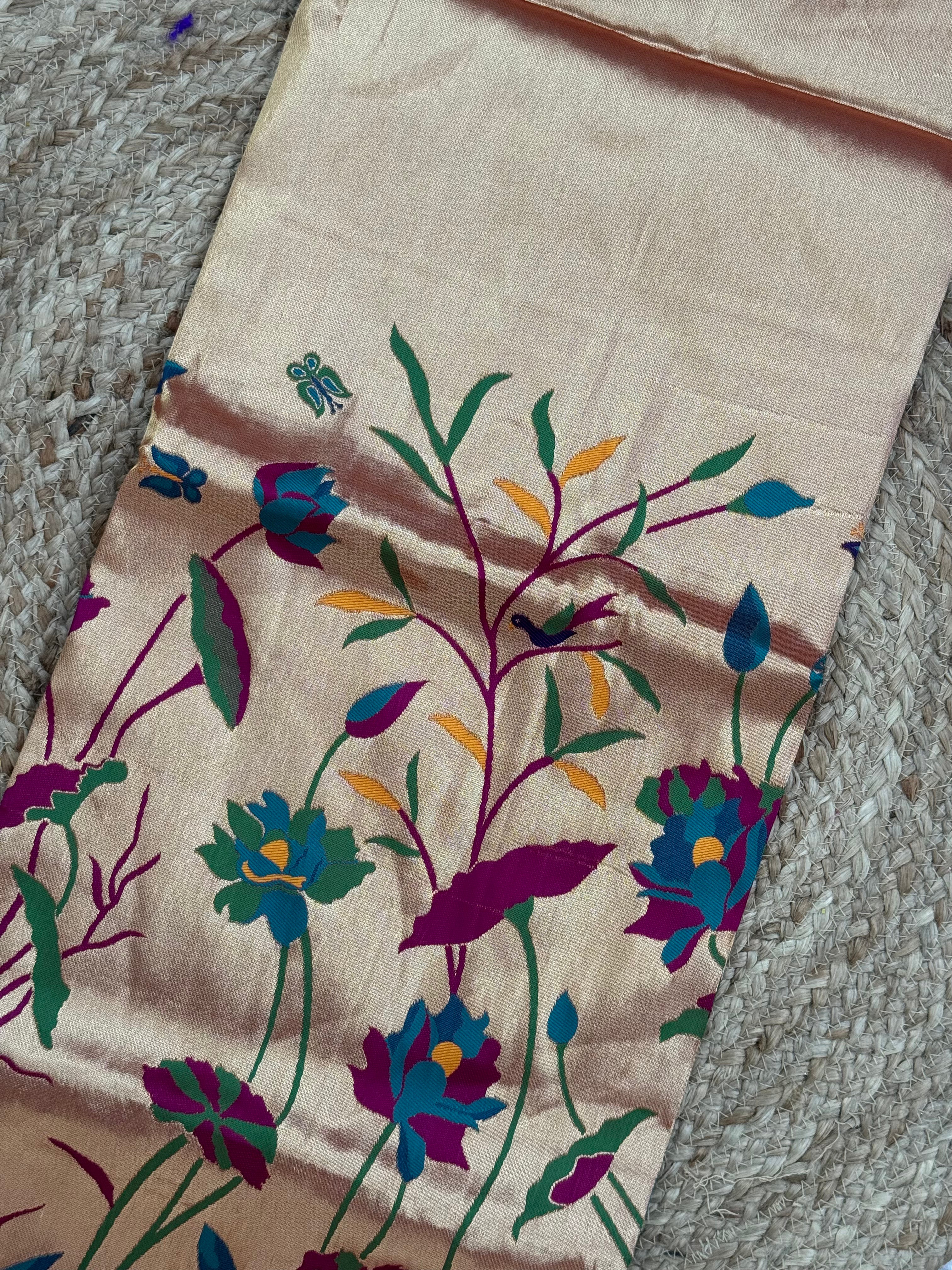 Golden wine paithani tissue silk saree