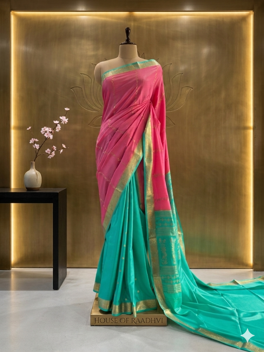 2D small border partly pallu pure Mysore silk saree 105