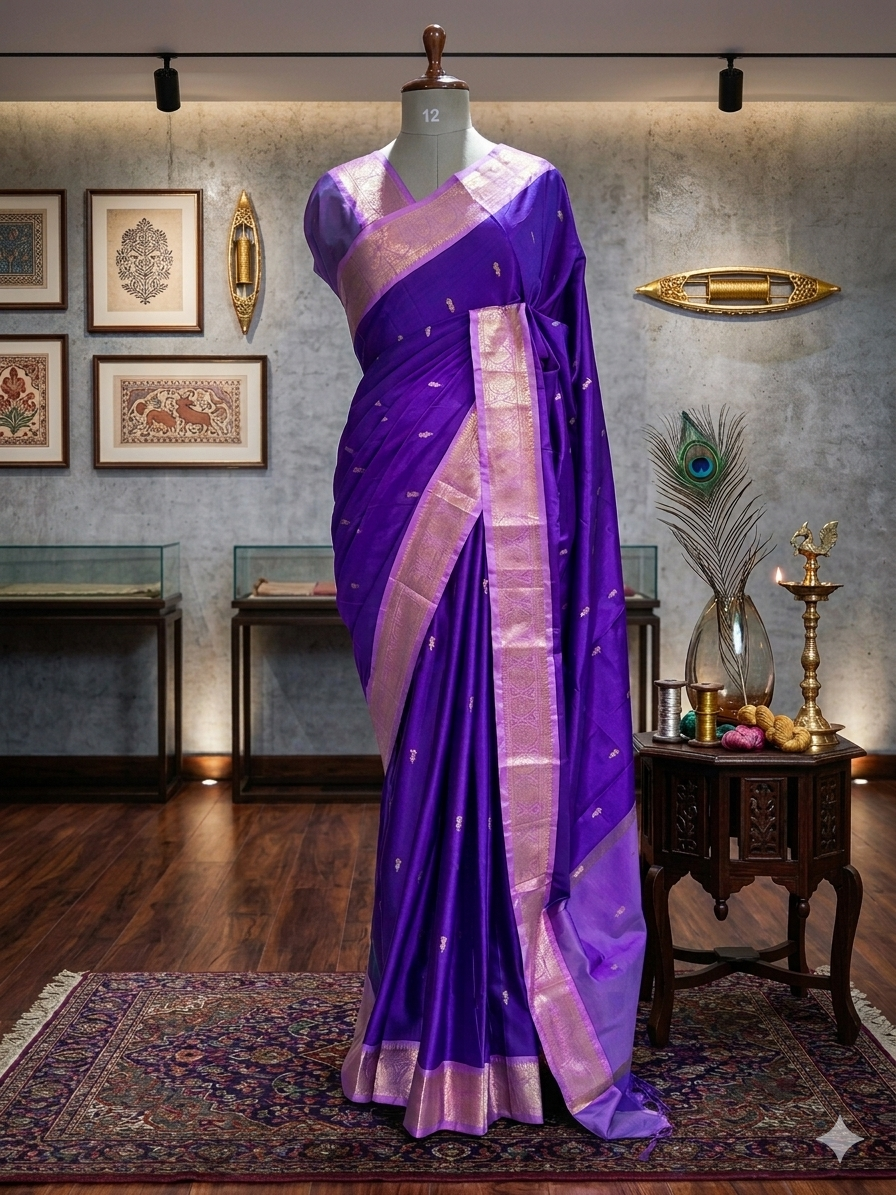 Purple small border kanchi 104 silk saree