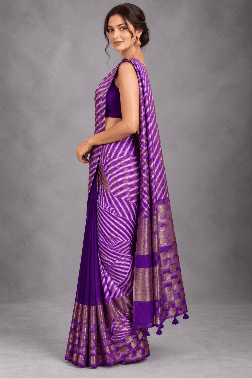 Purple Shibori Semi Tussar Saree 110
