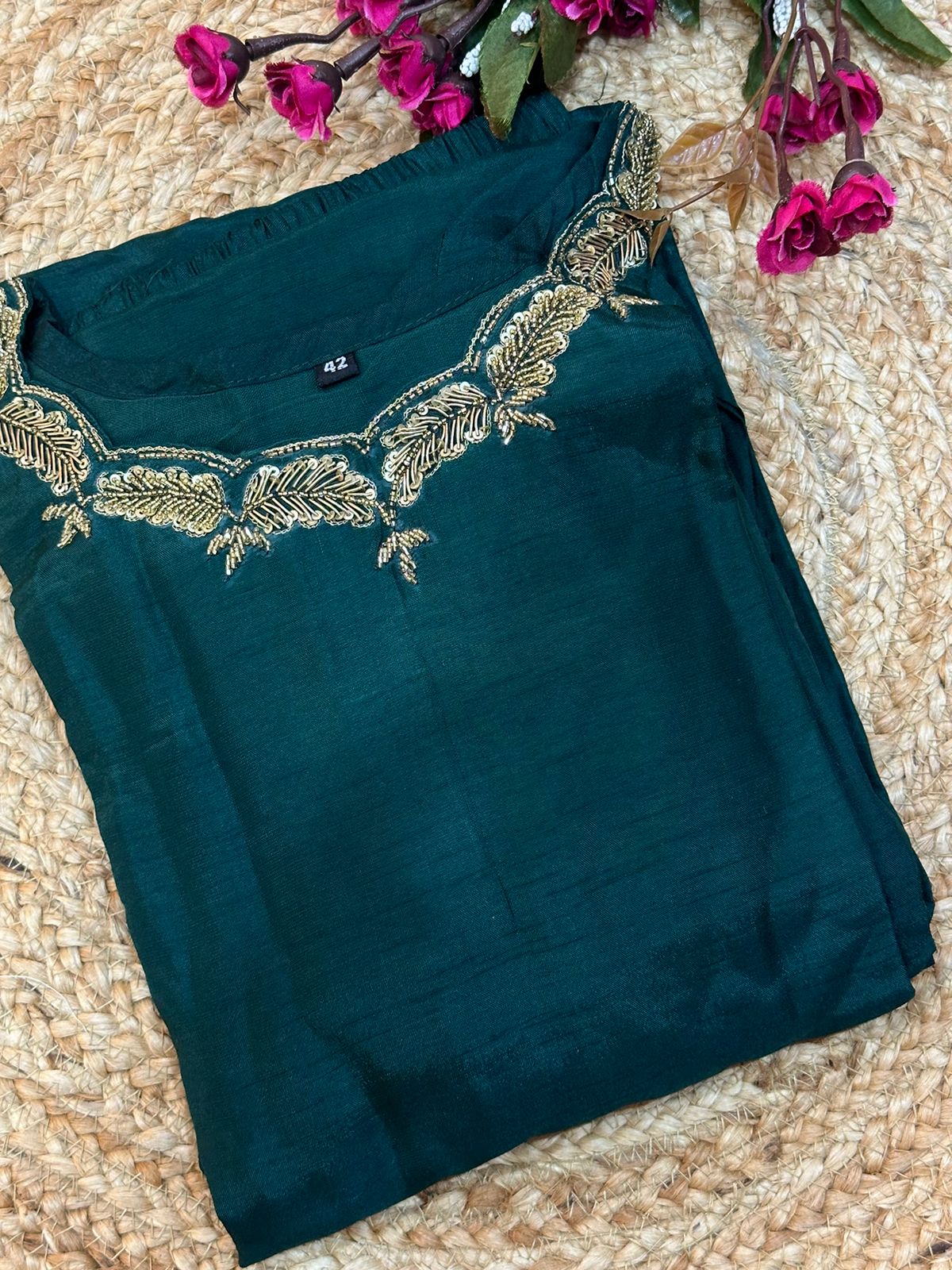 “Paani" Bottle Green handwork Kurtha Suit set