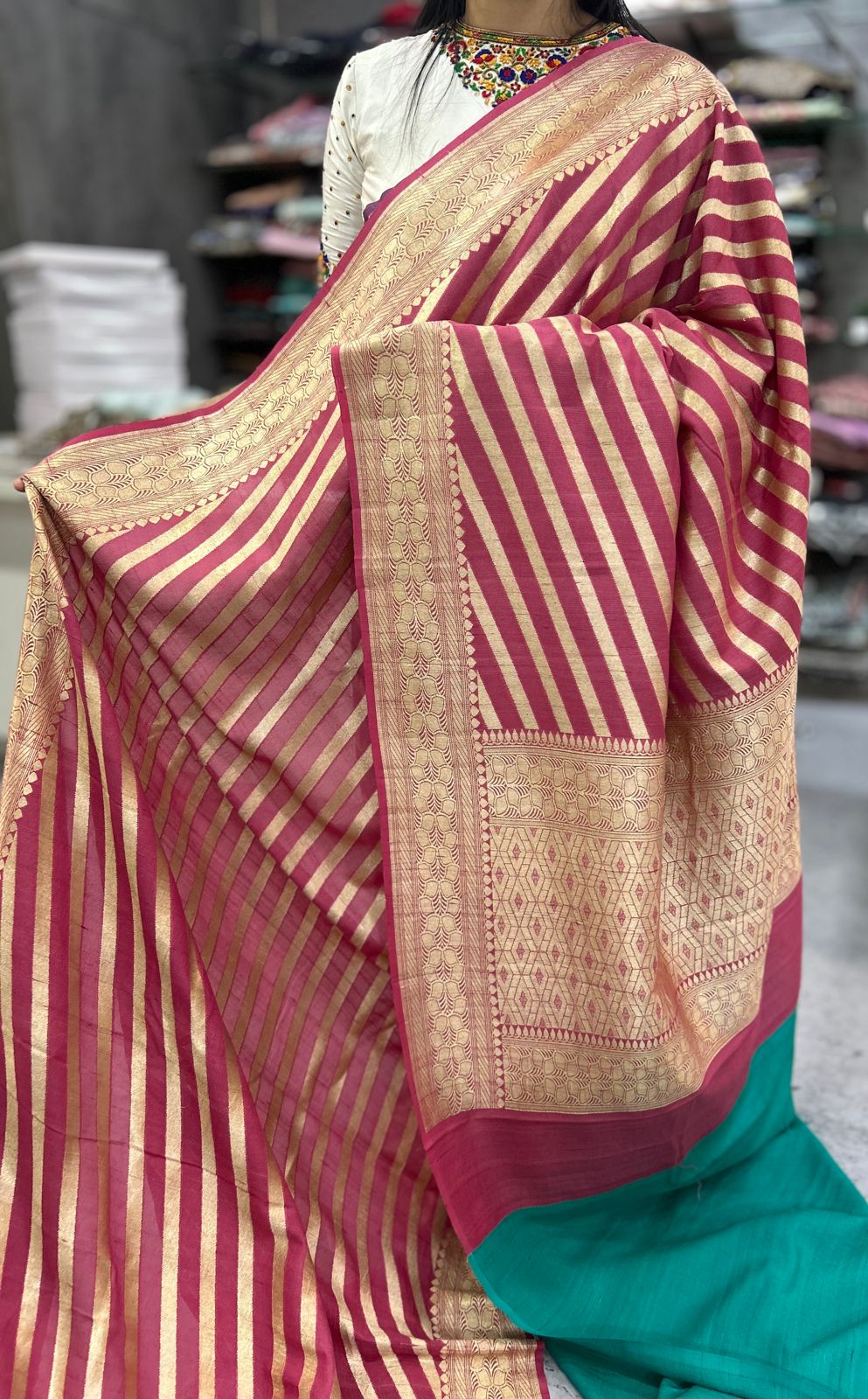 Pink pure tussar georgette saree