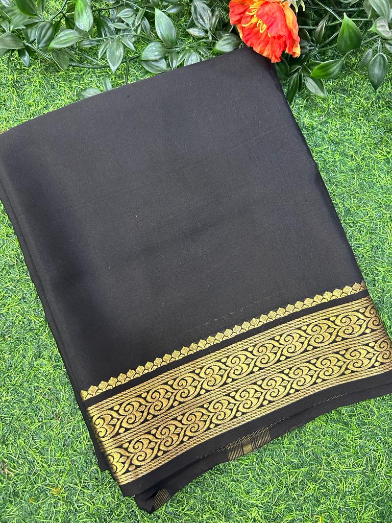 Woven Mysore Silk Saree in Black : SNGA2094