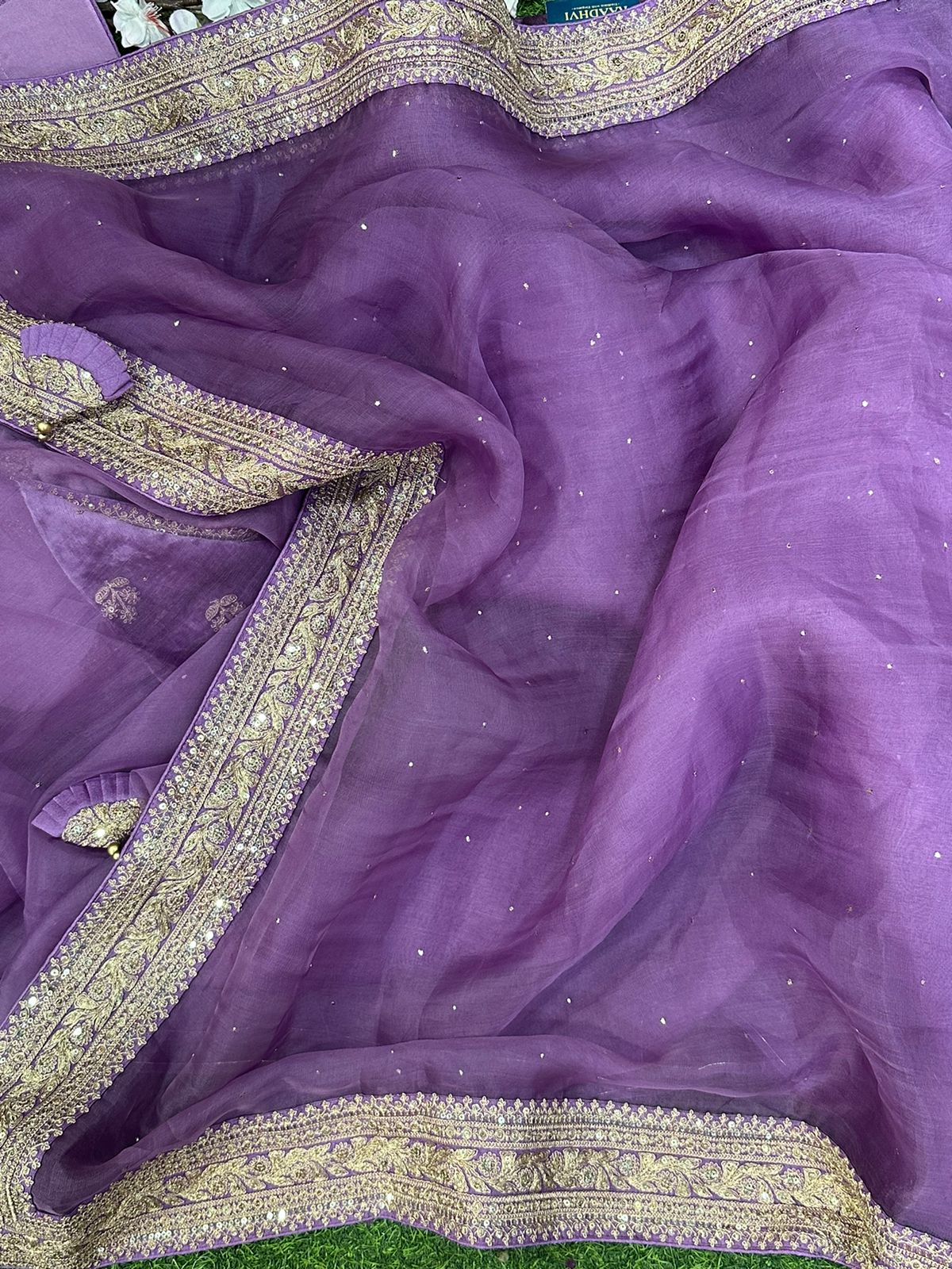 Lilac sabyasachi inspired pure organza saree