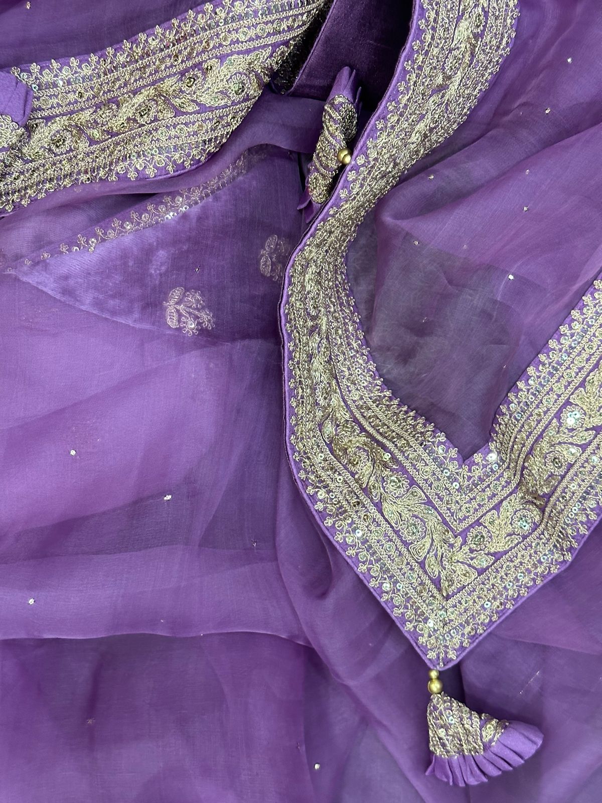 Lilac sabyasachi inspired pure organza saree