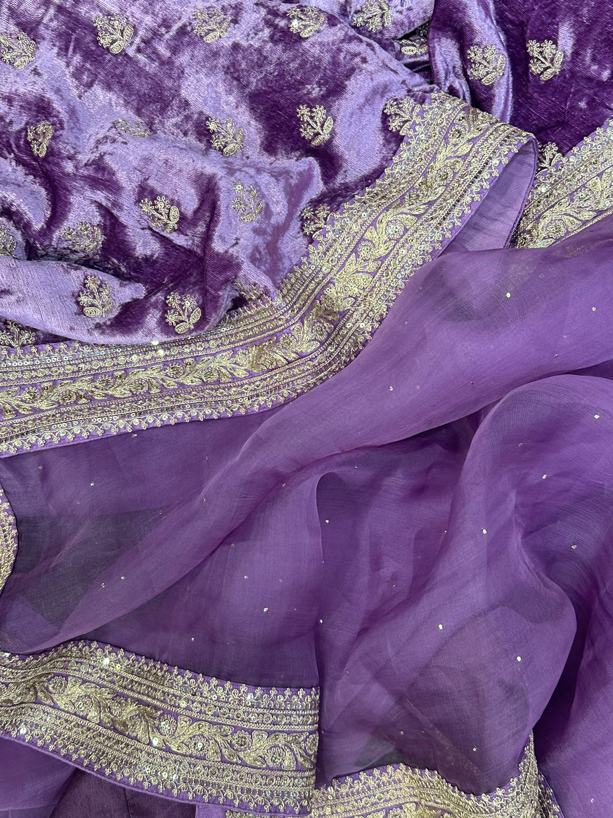 Lilac sabyasachi inspired pure organza saree