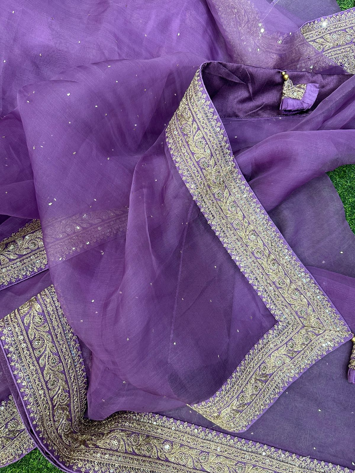 Lilac sabyasachi inspired pure organza saree