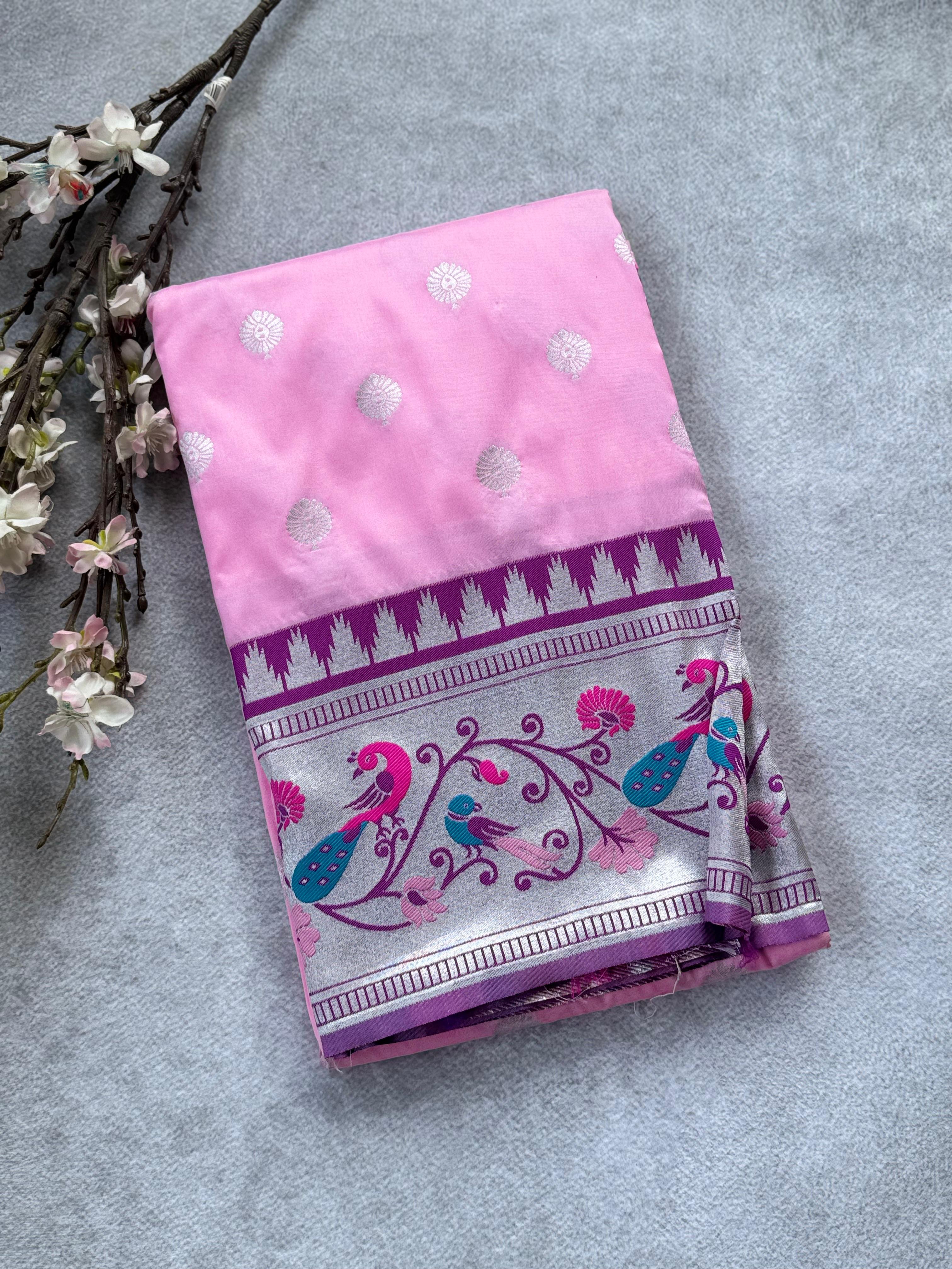Pink paithani border  saree