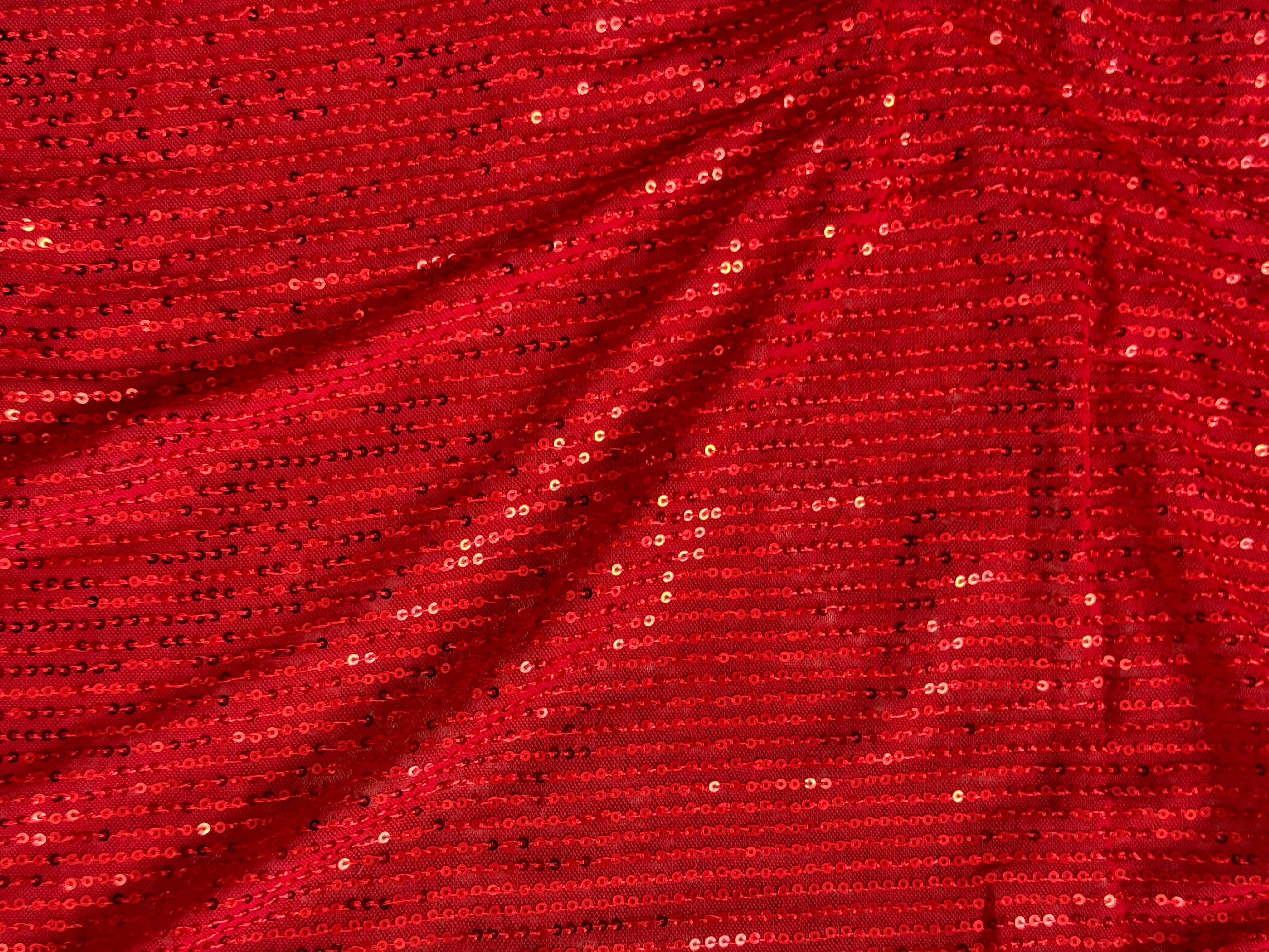 Red netted sequins Saree