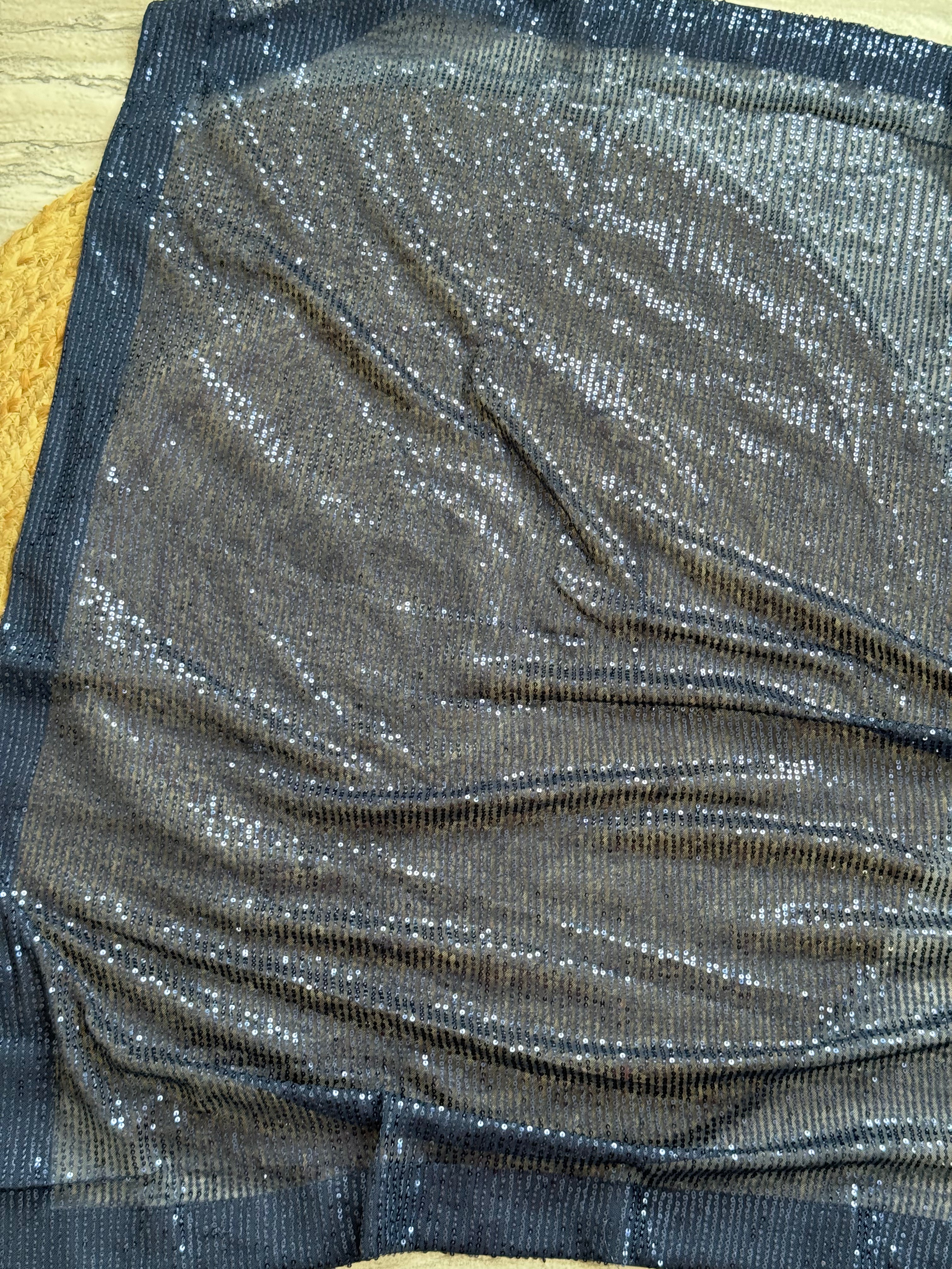 Navy blue netted sequins Saree