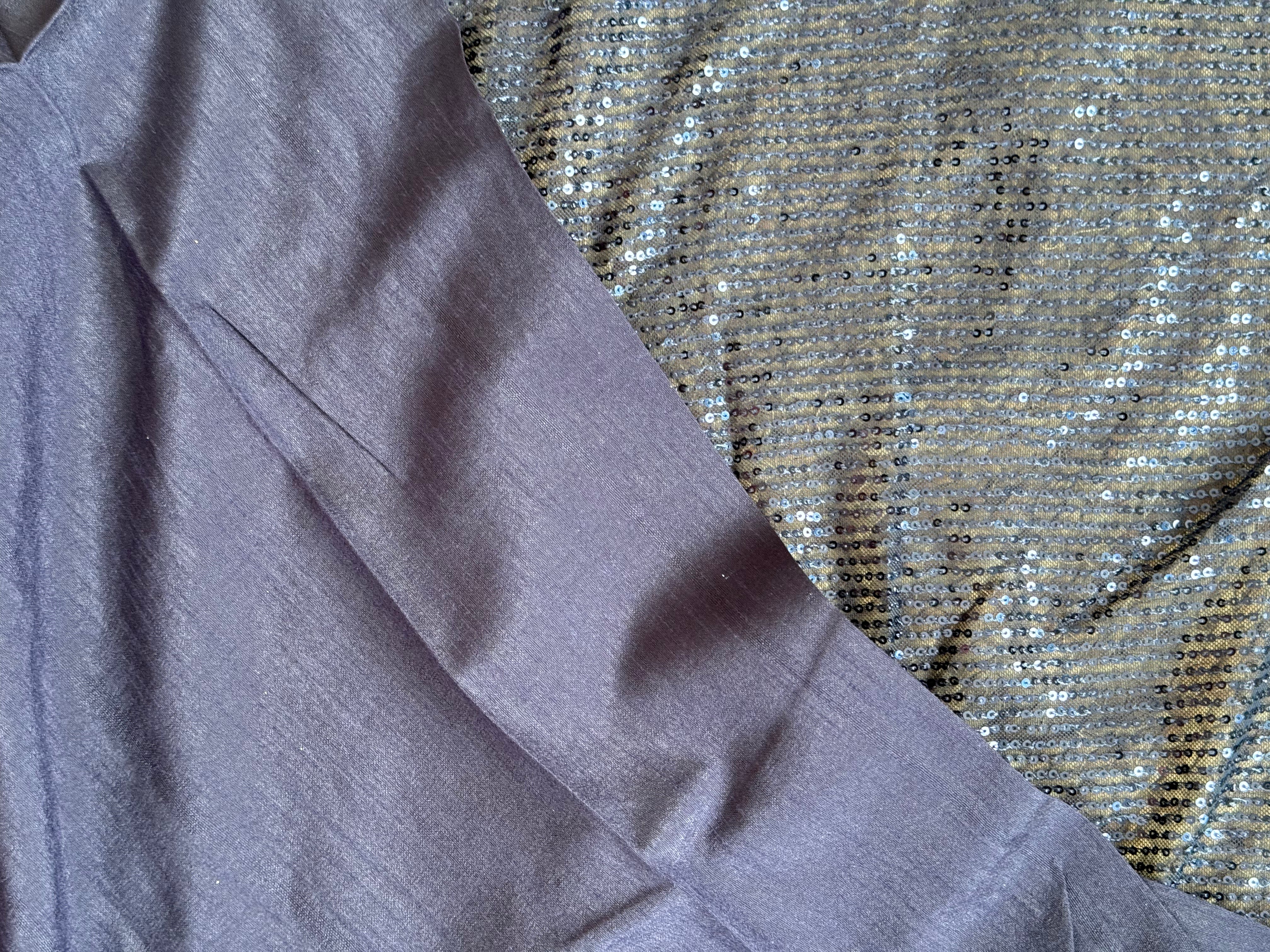 Navy blue netted sequins Saree