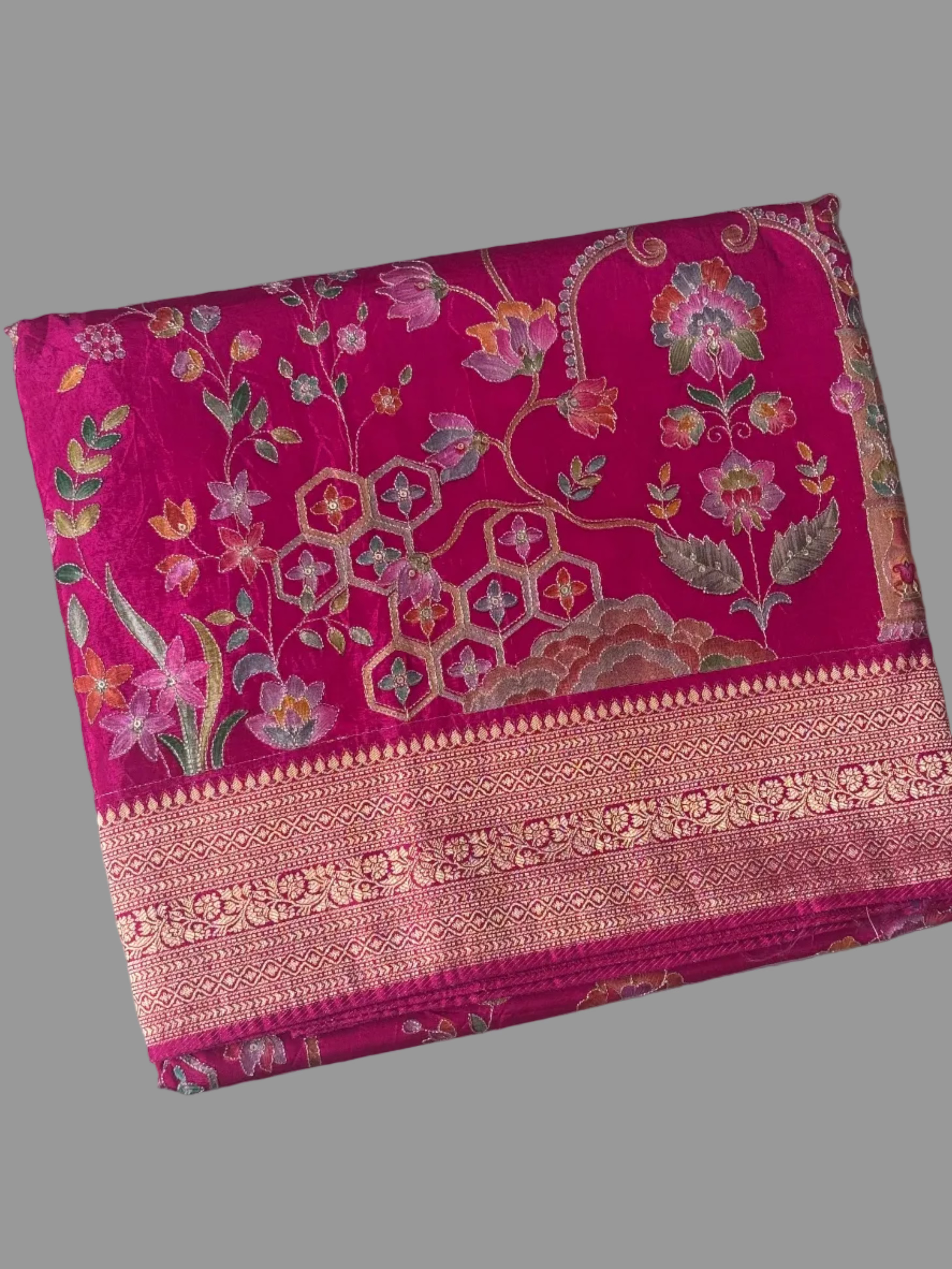 Rani Pink Pashmina Georgette Saree 110