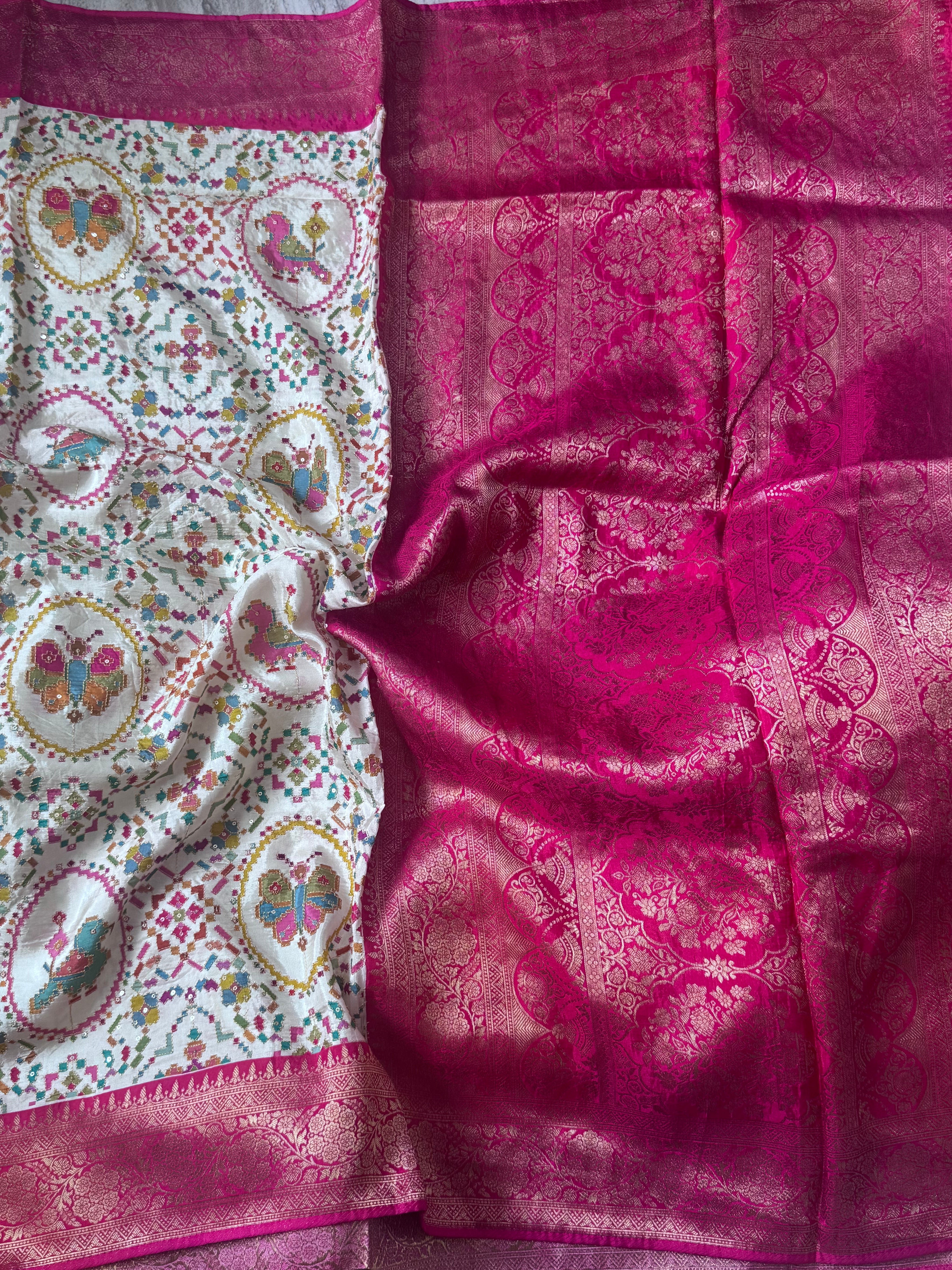 Cream Pashmina Georgette Saree 110