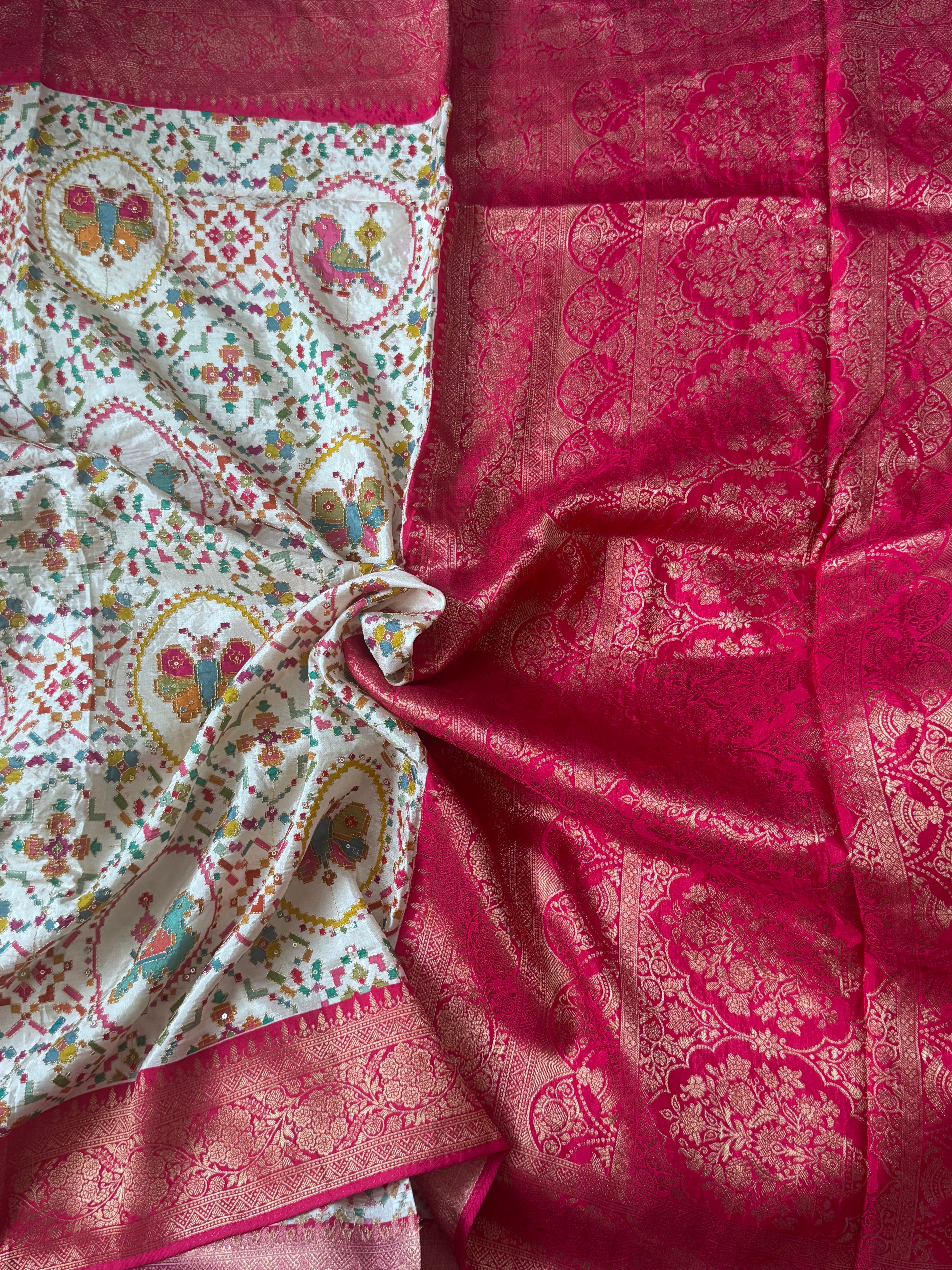 Cream Pashmina Georgette Saree 110