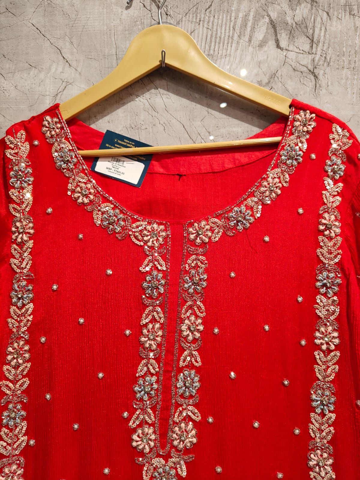 “Pari" Red chinnon Crepe party ware Sharara 301