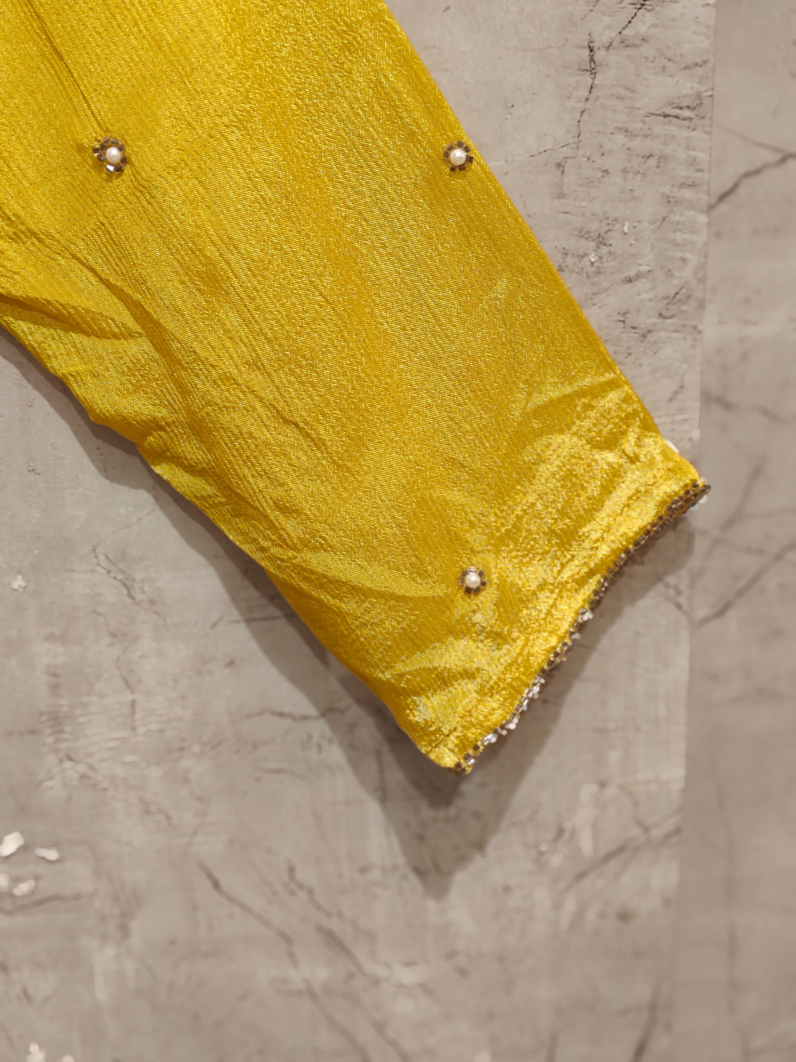 "Pari" Mastuard Yellow Anarkali Handwork Kurtha 567