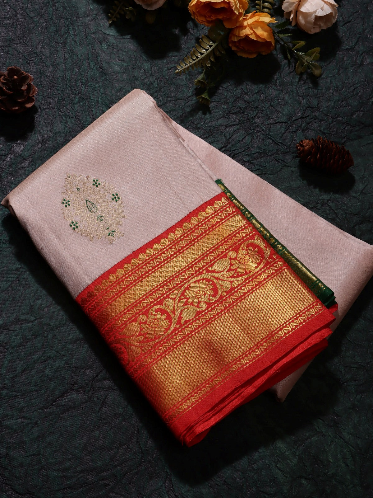 Peach Pure Kanchi Saree (Swara)