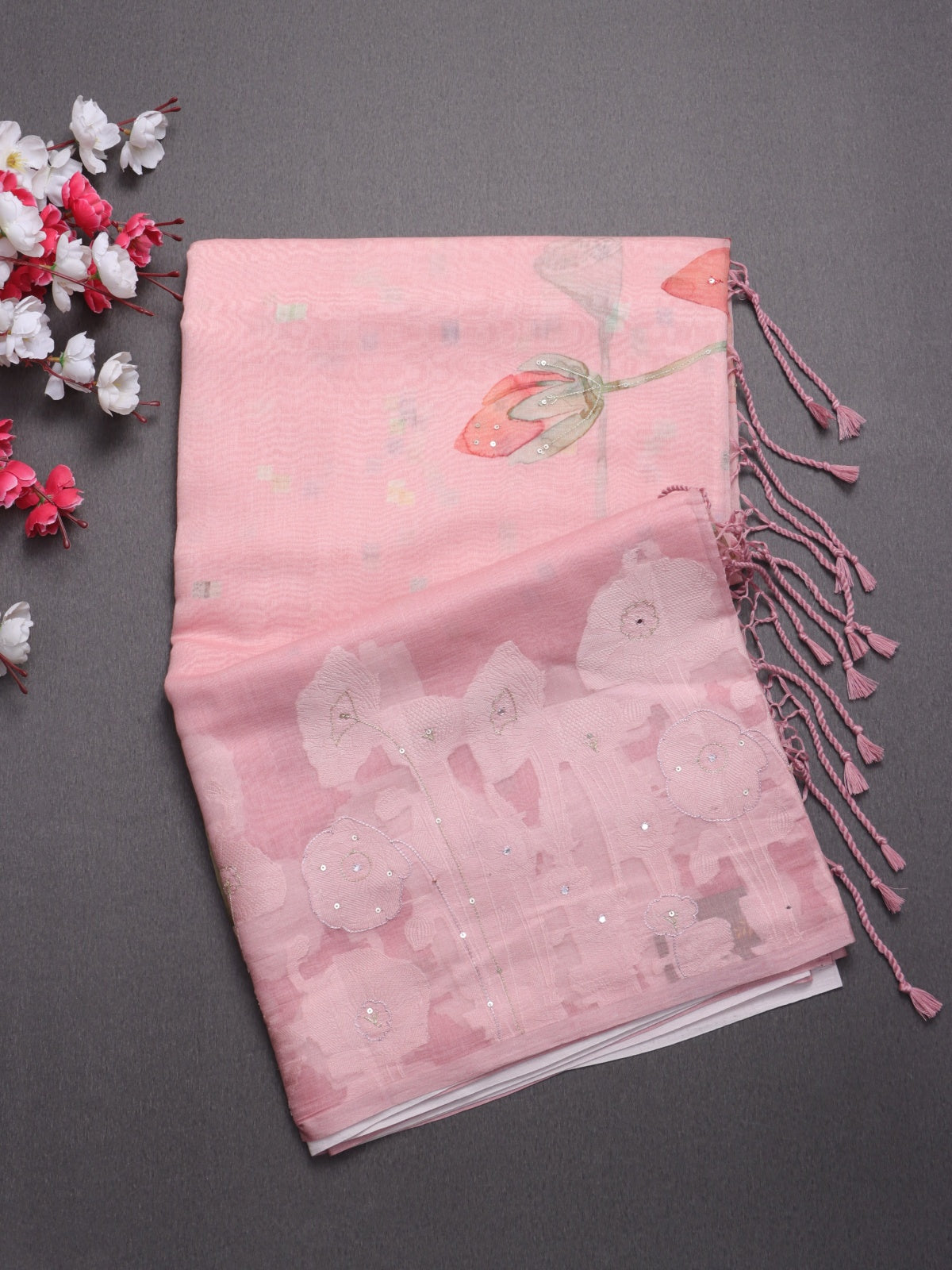 Pink Pure Mul Chanderi Saree (Swara)