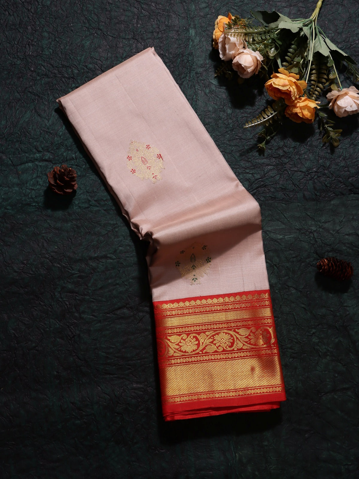 Peach Pure Kanchi Saree (Swara)