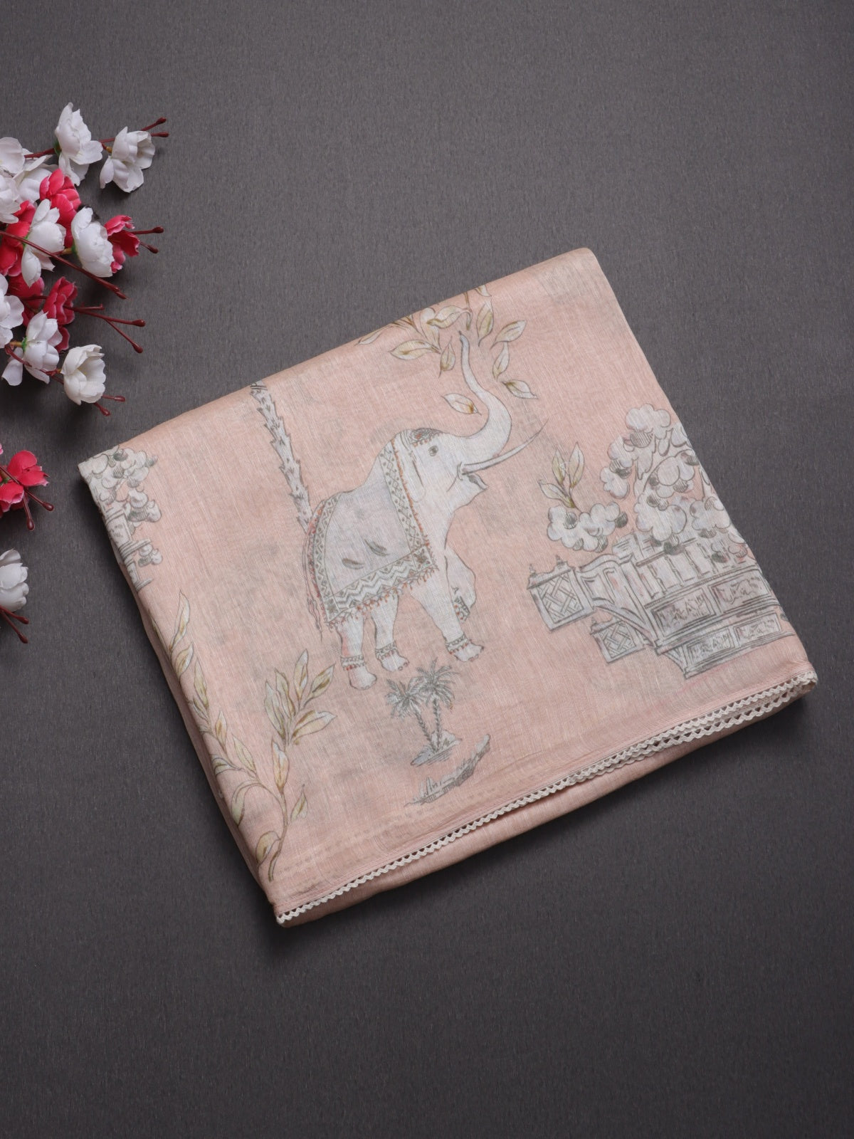 Peach Pure Mul Chanderi Saree (Swara)