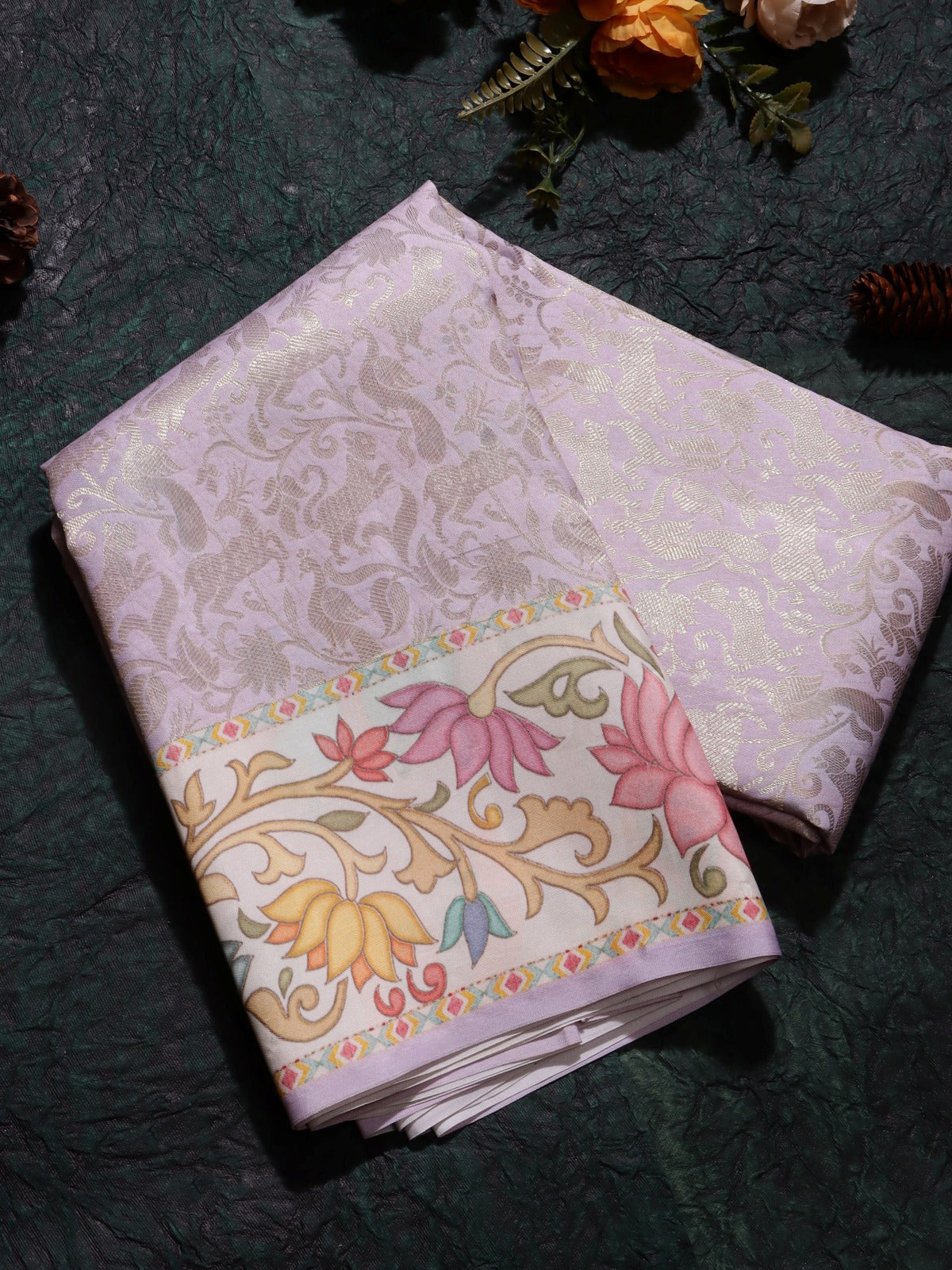 Pink Pure Kanchi Satin Border Saree (Swara)
