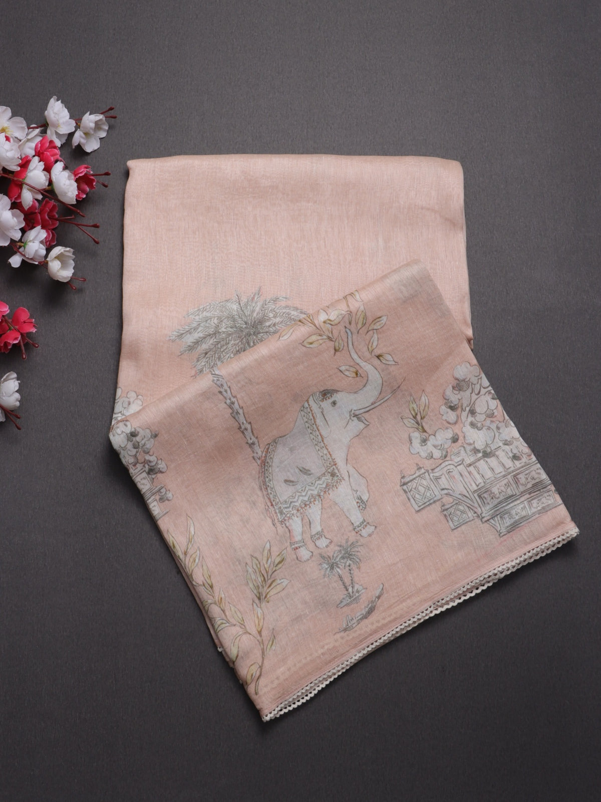 Peach Pure Mul Chanderi Saree (Swara)