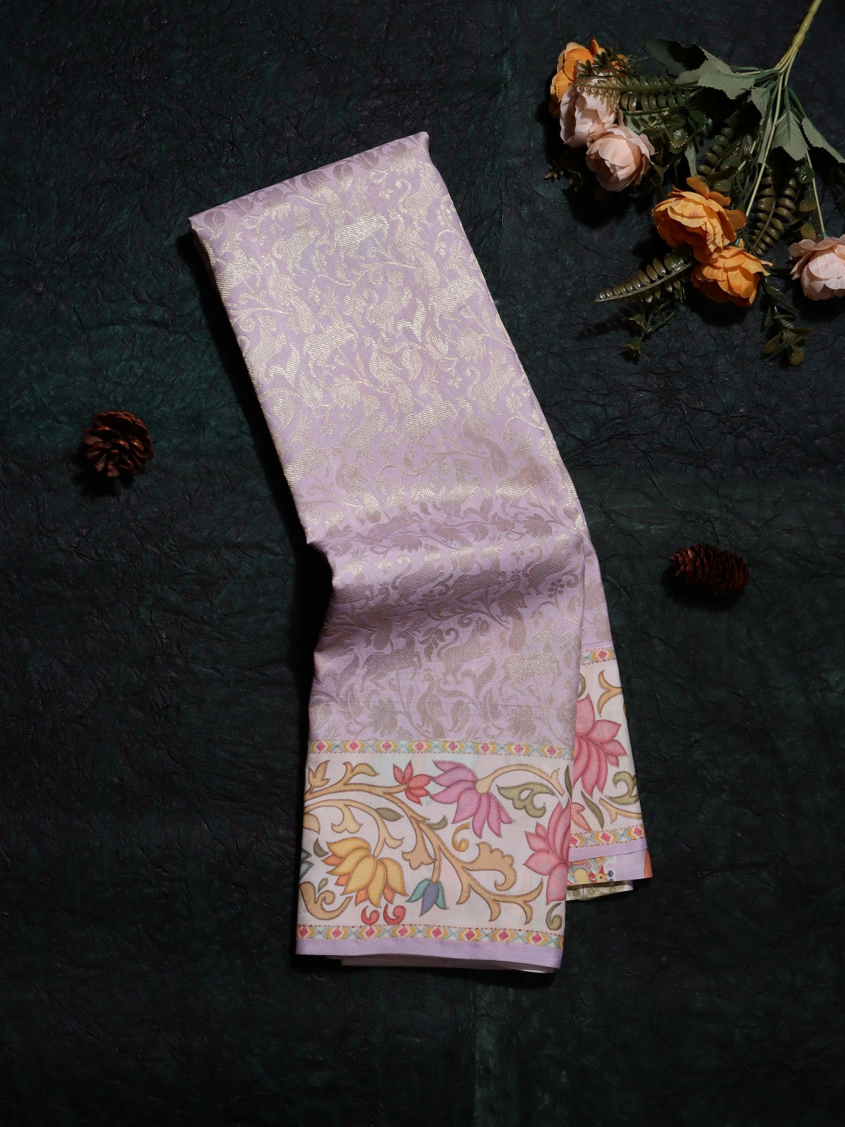Pink Pure Kanchi Satin Border Saree (Swara)