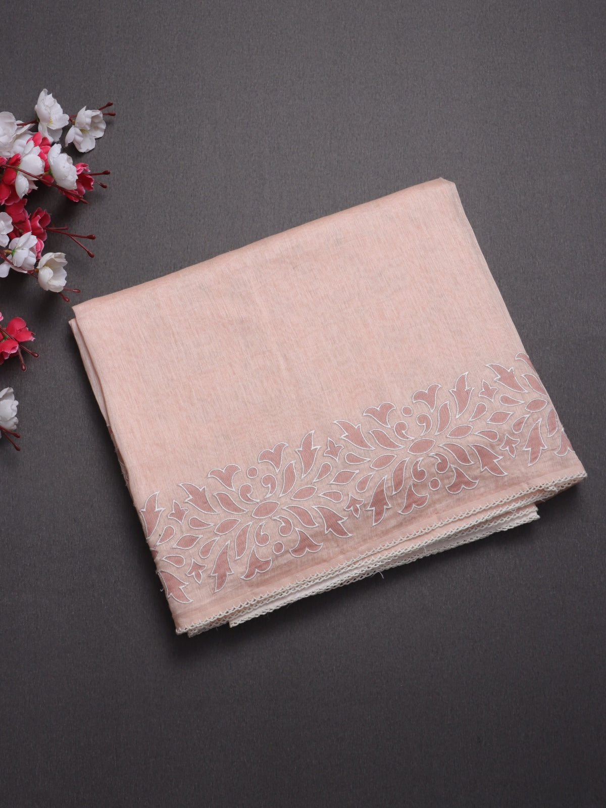 Peach Pure Mul Chanderi Saree (Swara)