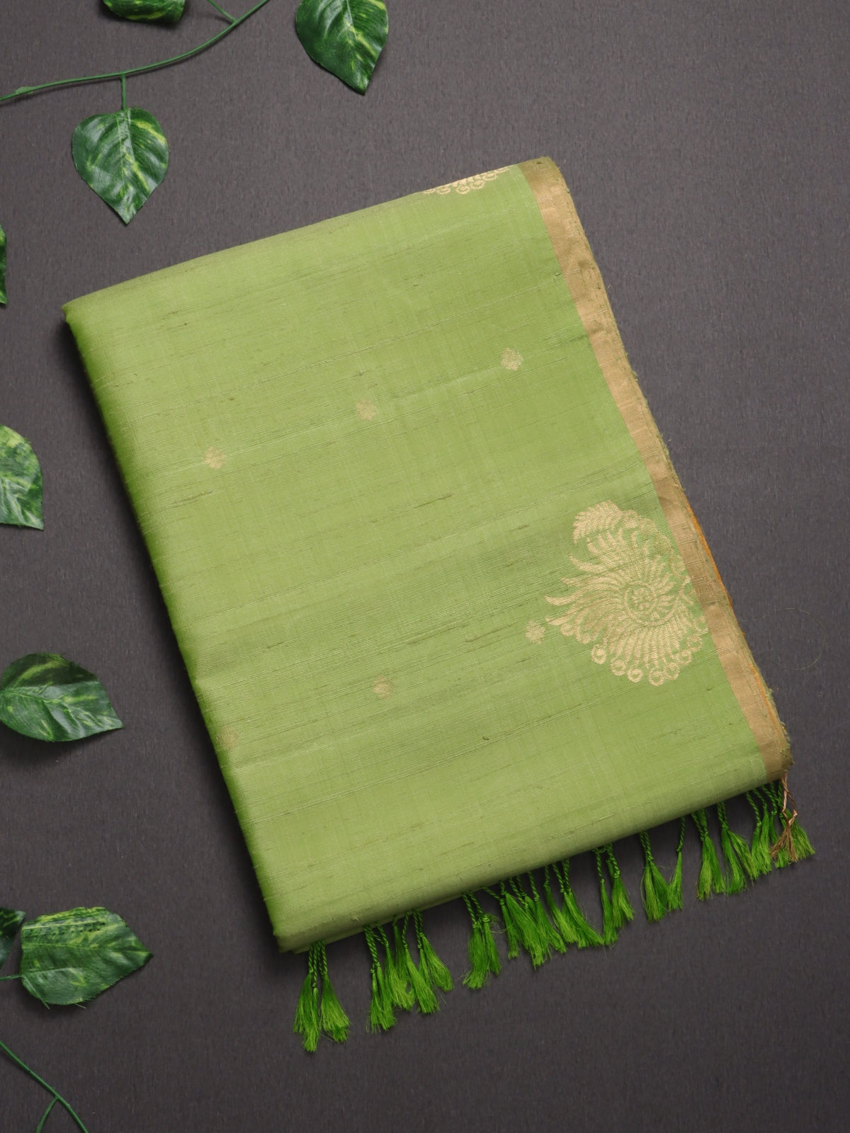 Green Pure Raw Silk Saree (Swara)
