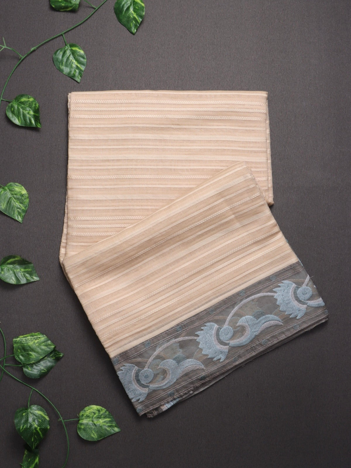 Beige Pure Mul Chanderi Saree (Swara)