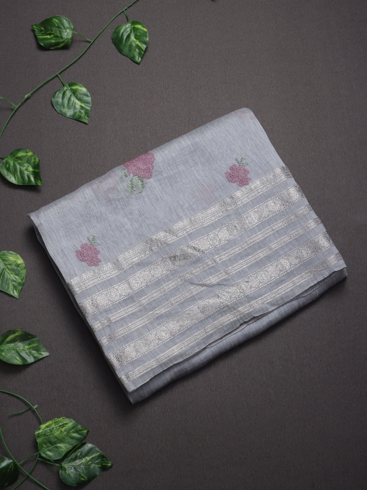 Grey Pure Linen Saree (Swara)