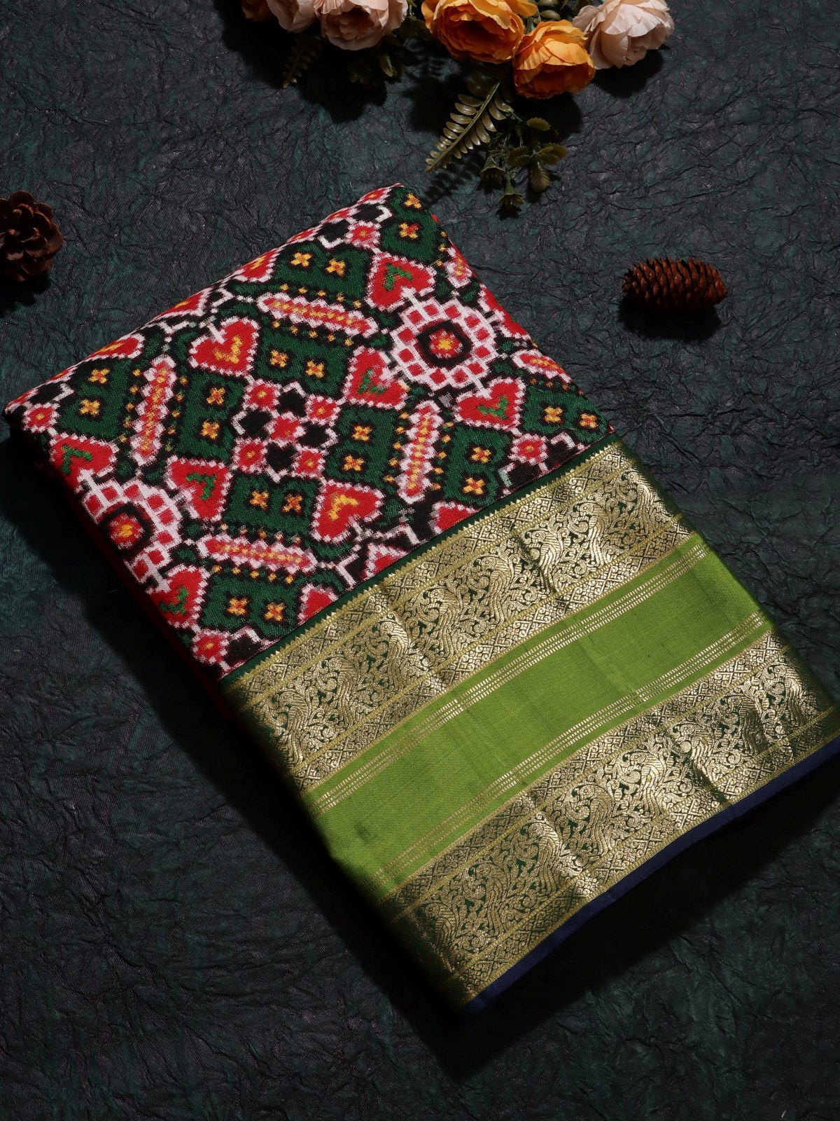 Bottle Green Patola Pure Kanchi Saree (Swara)