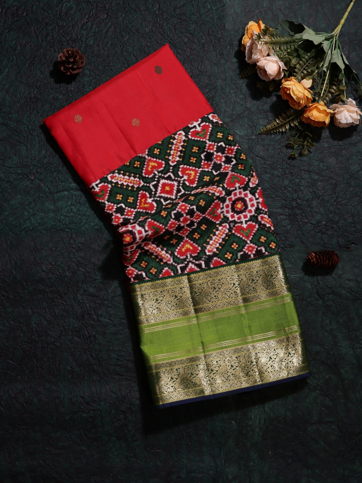 Bottle Green Patola Pure Kanchi Saree (Swara)