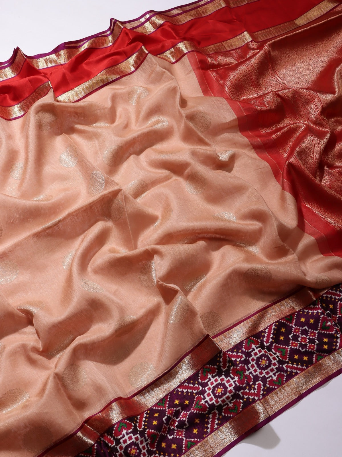 Peach Patola Border Pure Kanchi Saree (Swara)
