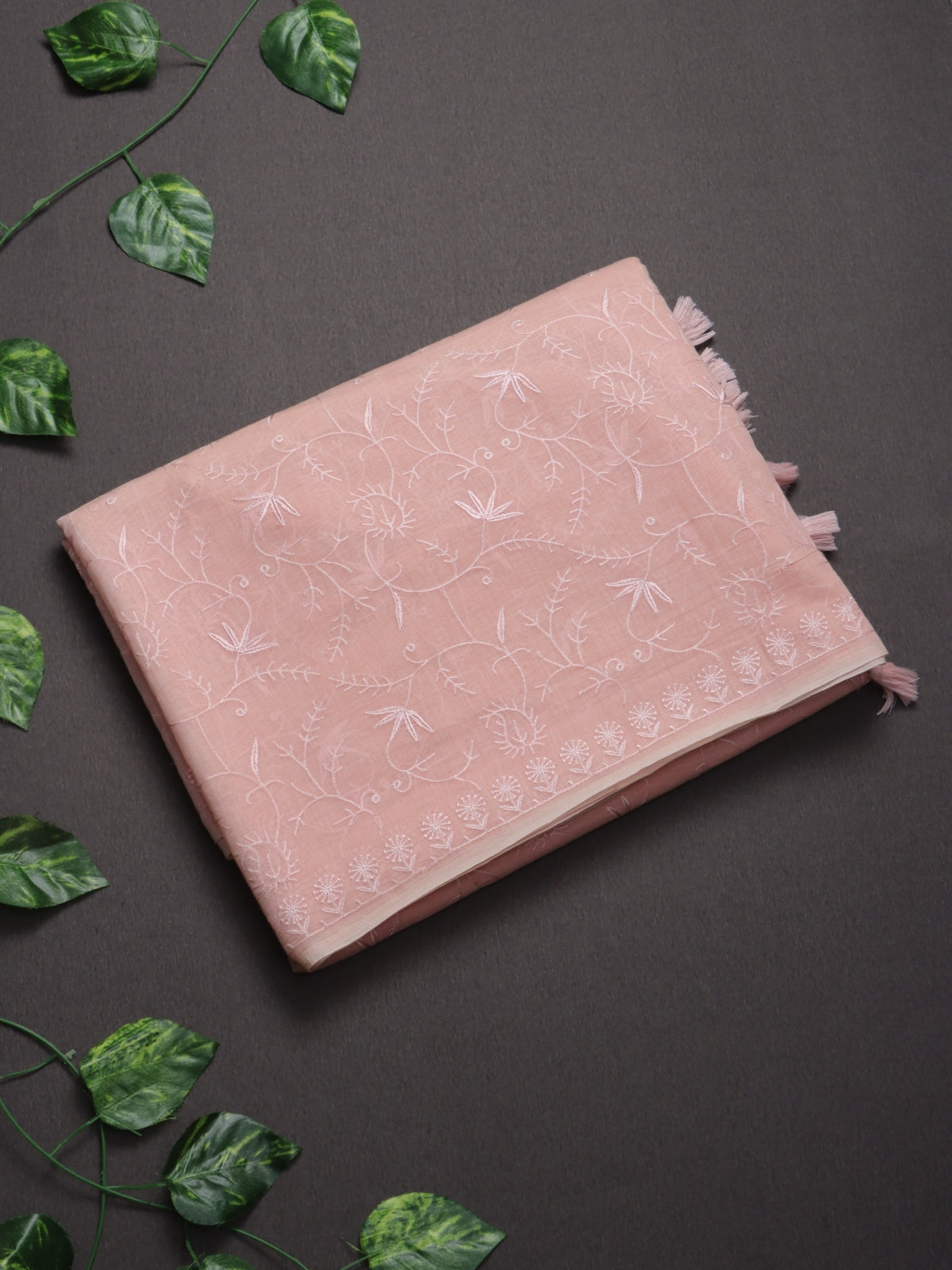 Peach Pure Mul Chanderi Saree (Swara)