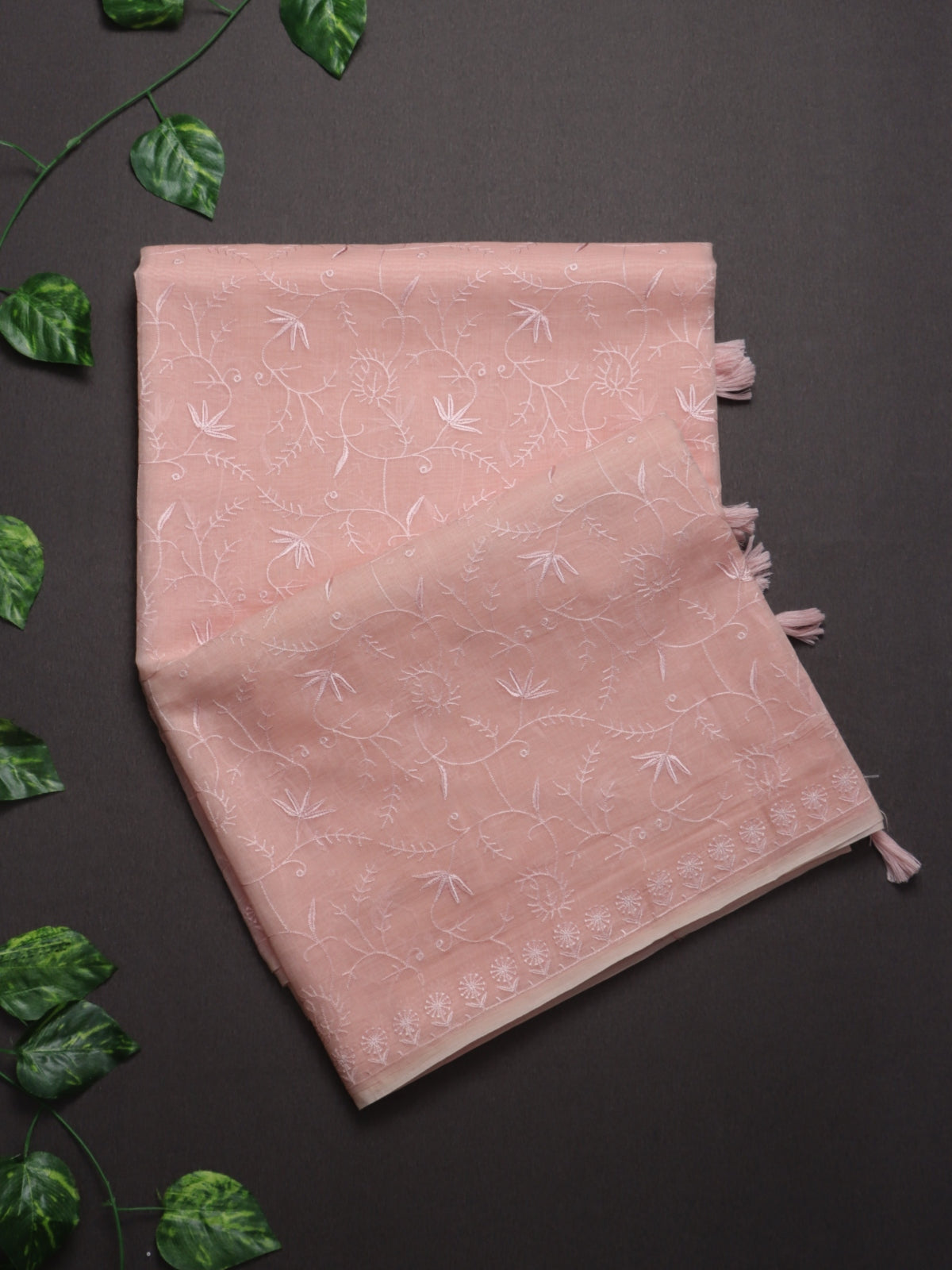 Peach Pure Mul Chanderi Saree (Swara)