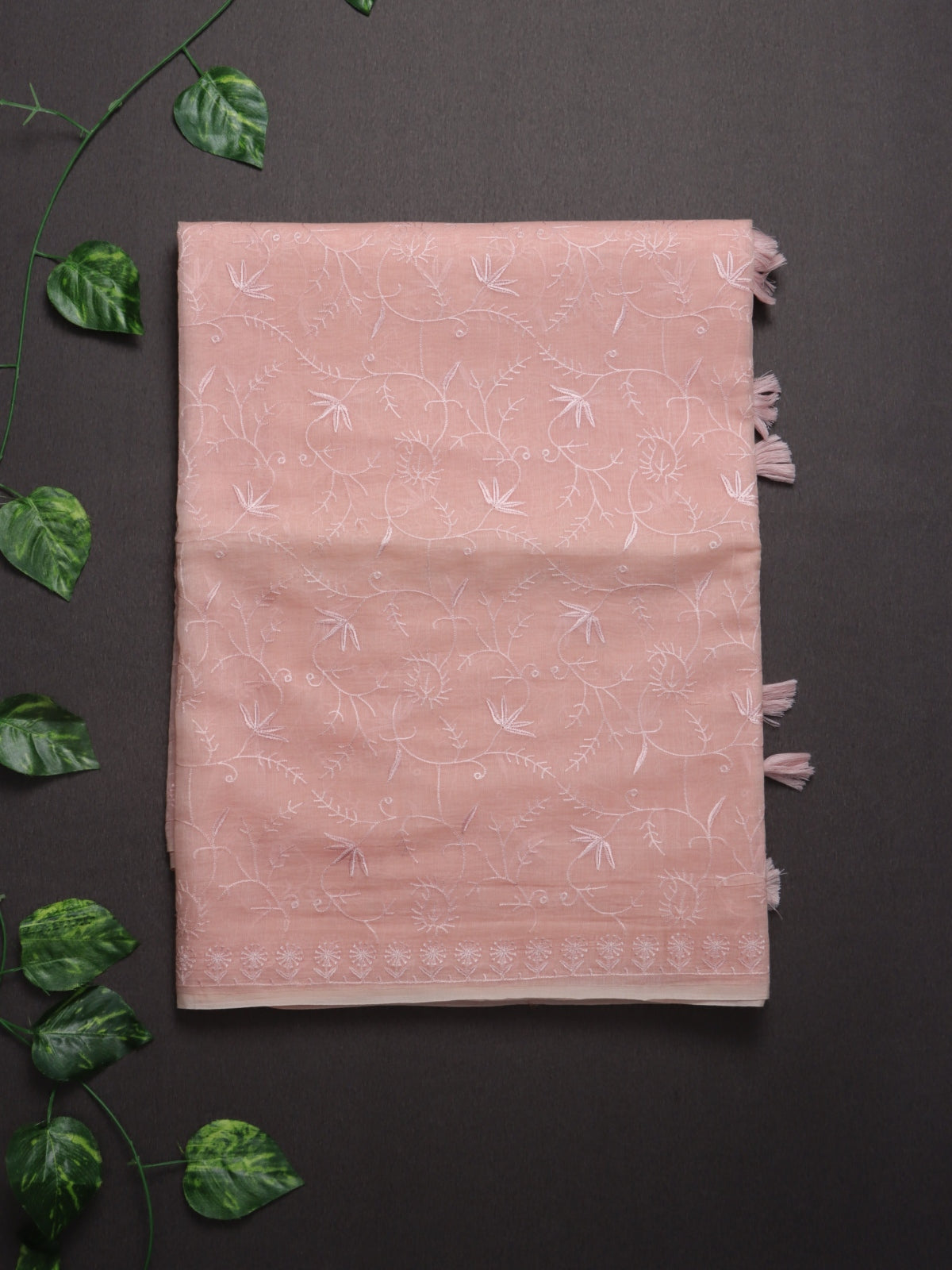 Peach Pure Mul Chanderi Saree (Swara)