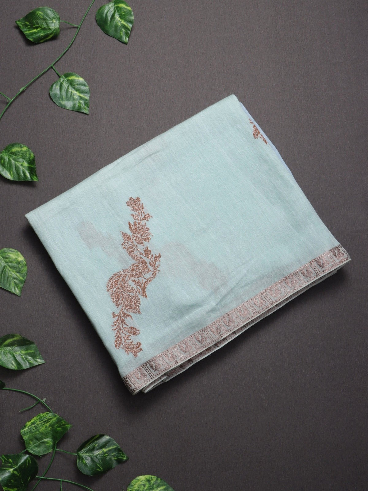 Blue Pure Linen Saree (Swara)