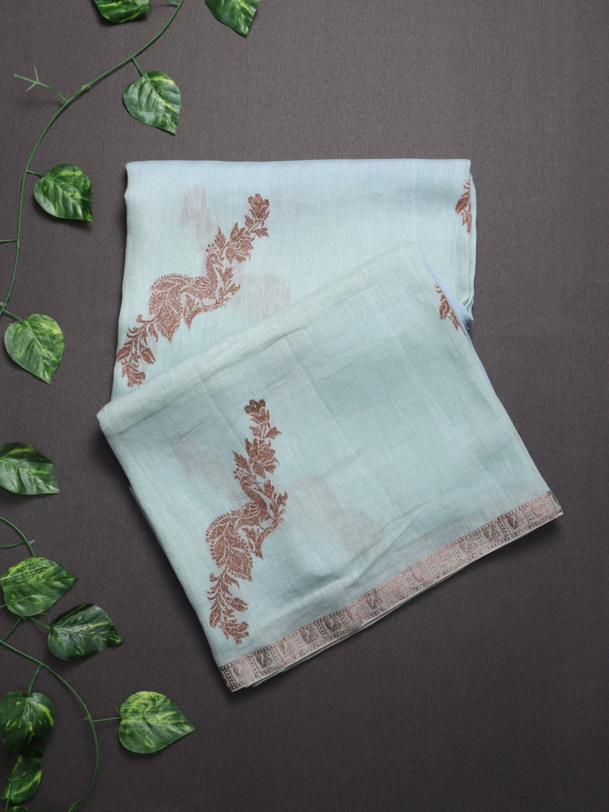 Blue Pure Linen Saree (Swara)