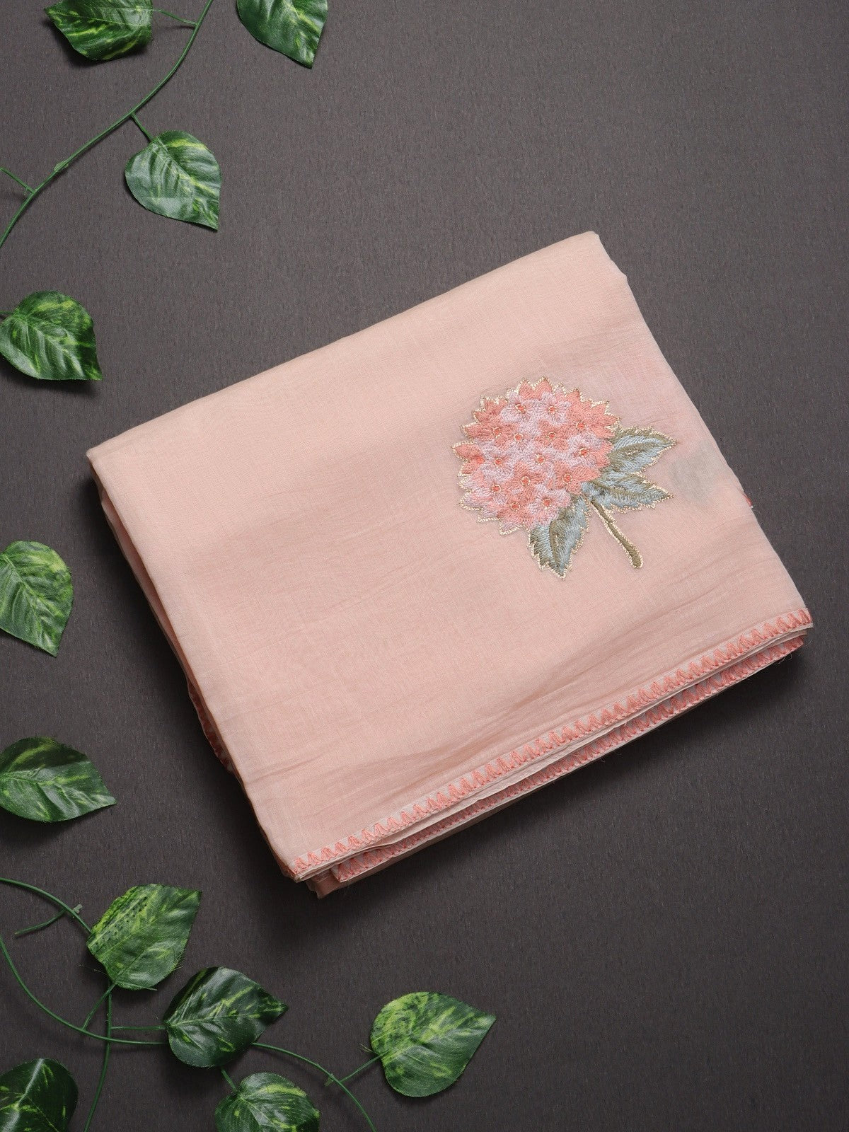 Peach Pure Mul Chanderi Saree (Swara)