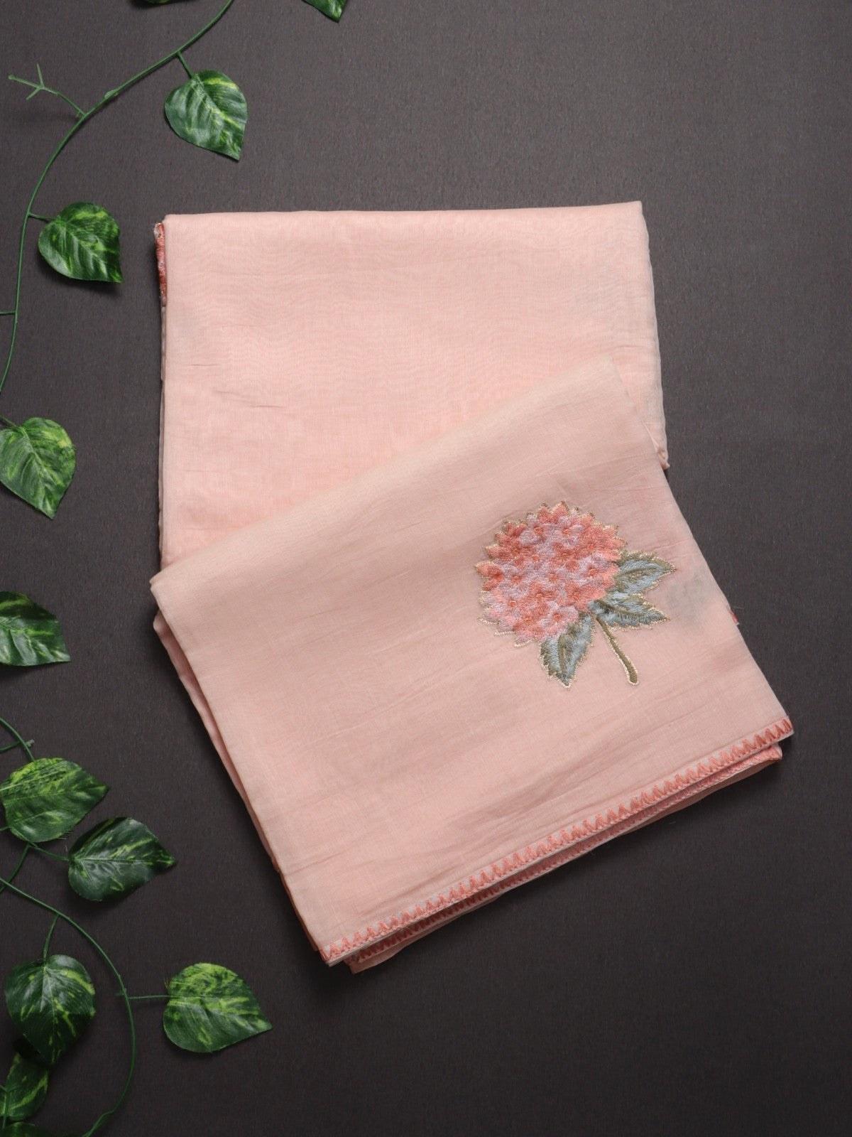 Peach Pure Mul Chanderi Saree (Swara)
