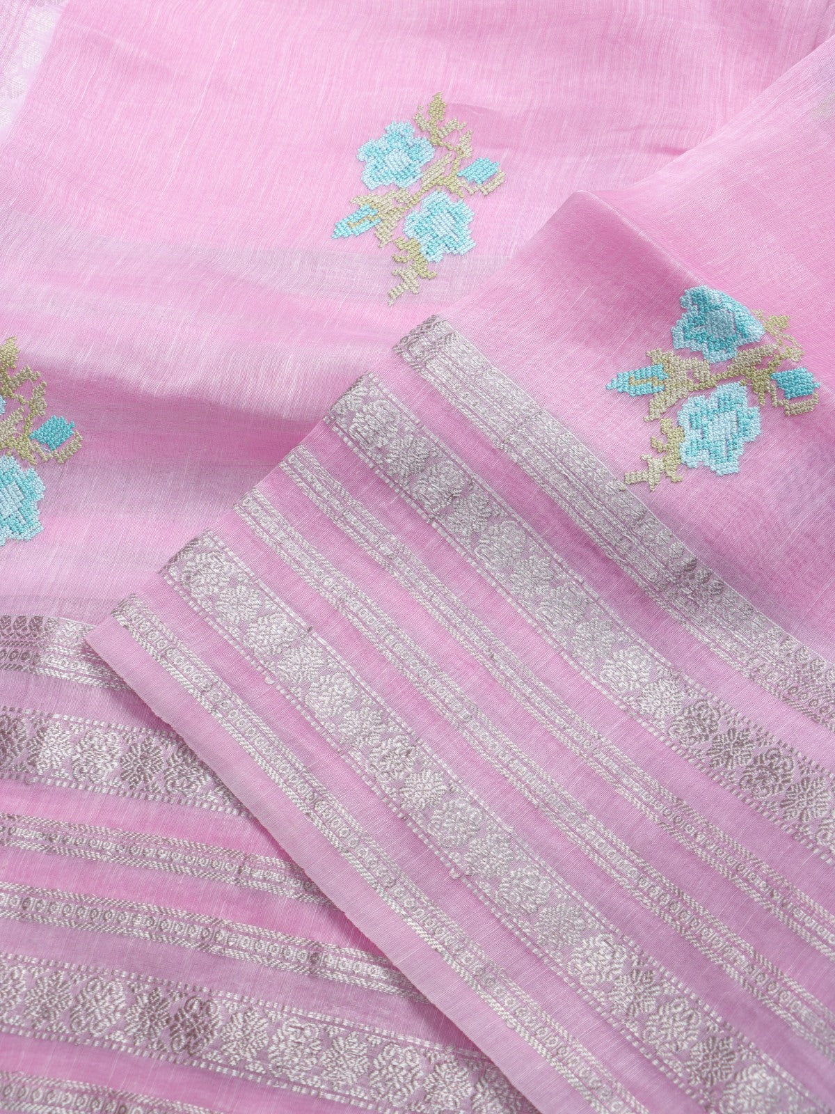Pink Pure Linen Saree (Swara)